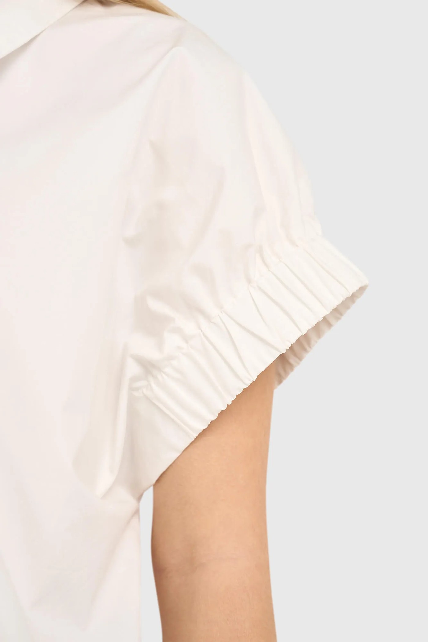 Witte Katoenen Dames Blouse Korte Mouw Yaro Wit