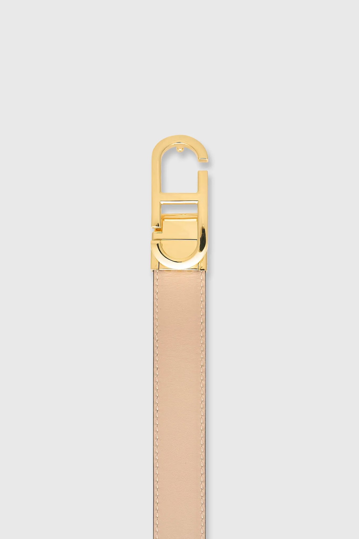 Leren Dames Riem Reversible Zwart Taupe Goud Trophy Buckle
