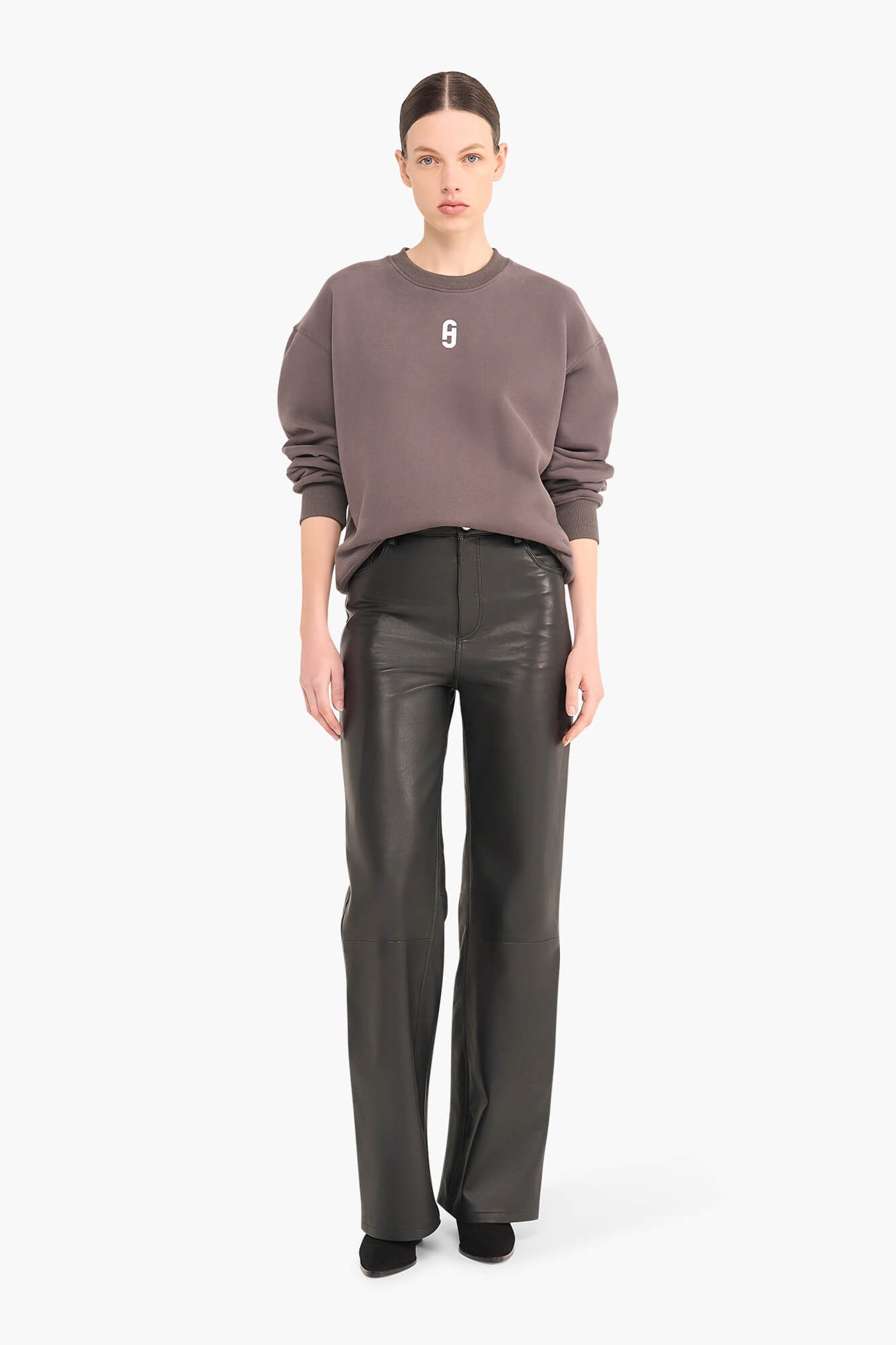 SWEATER DAMES KATOEN LOGO ANDY DONKER GRIJS