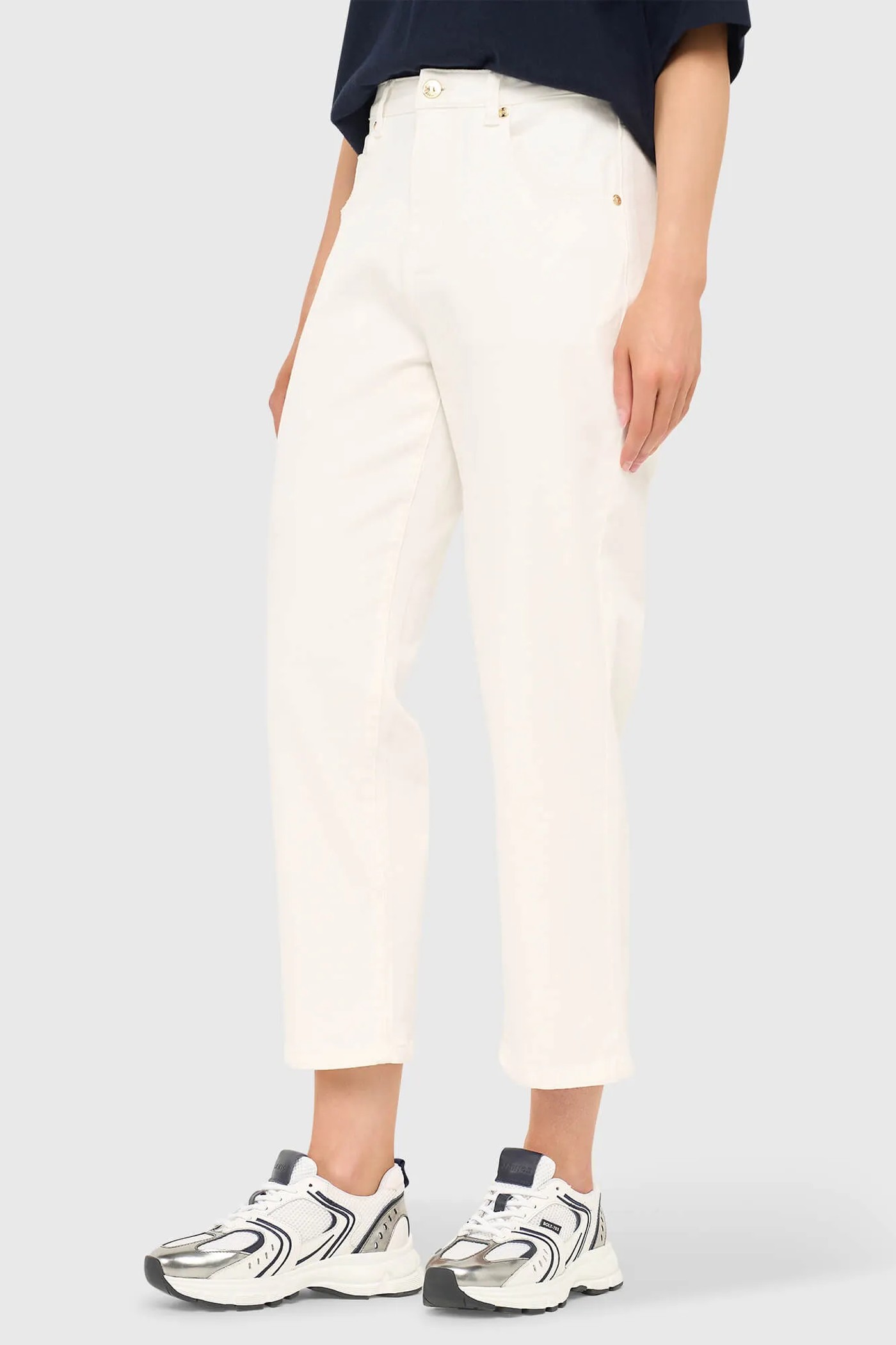 Boyfriend Jeans Dames Mid Rise Stretch Bailey Wit 183