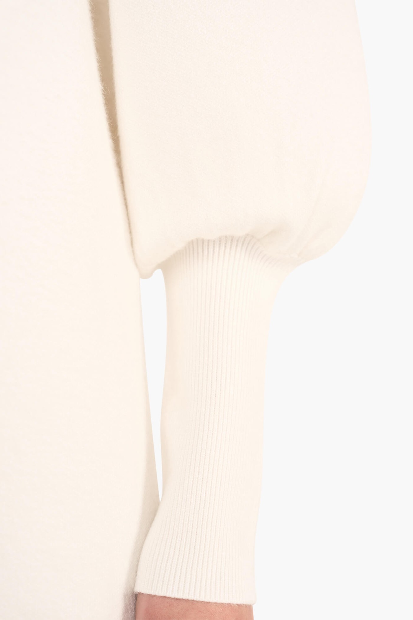 Jurk Gebreid Pof Mouw Viscose Clay Off White
