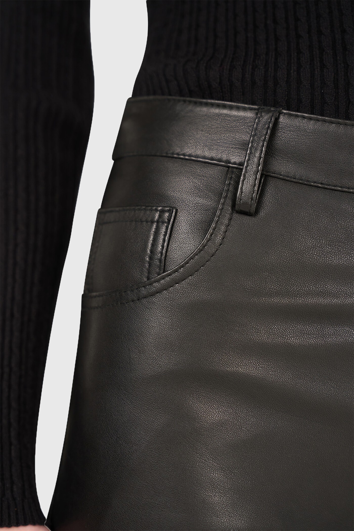 Leren Broek Dames Rechte Pijp Jason Zwart