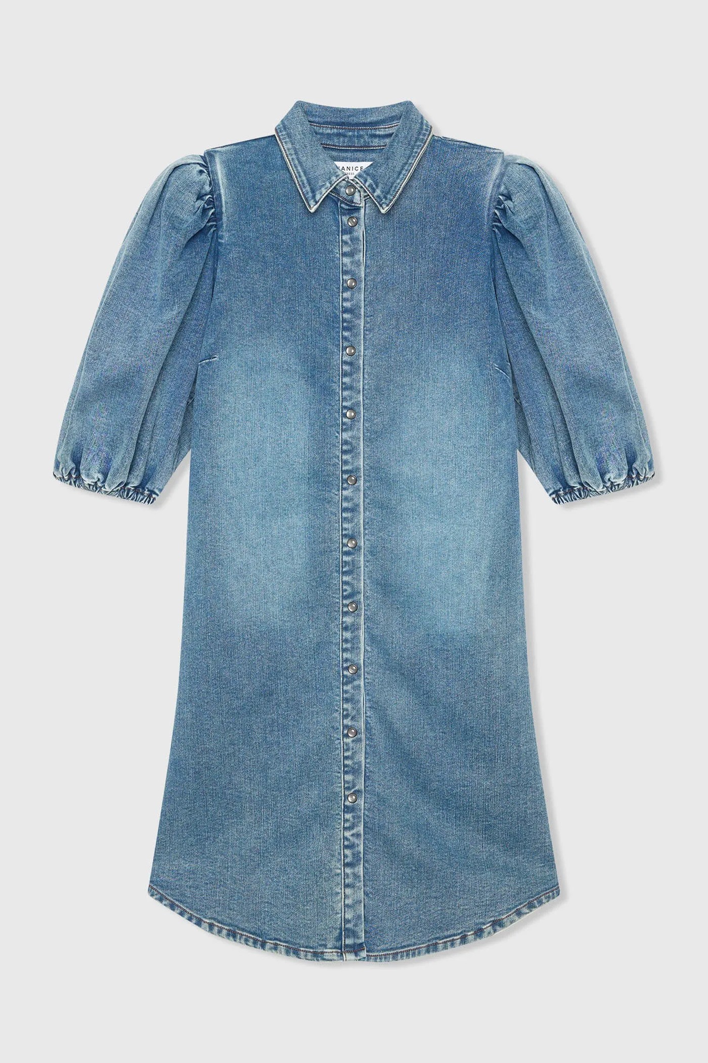 Jeans Jurk Pof Mouwen Steff Blauw 932