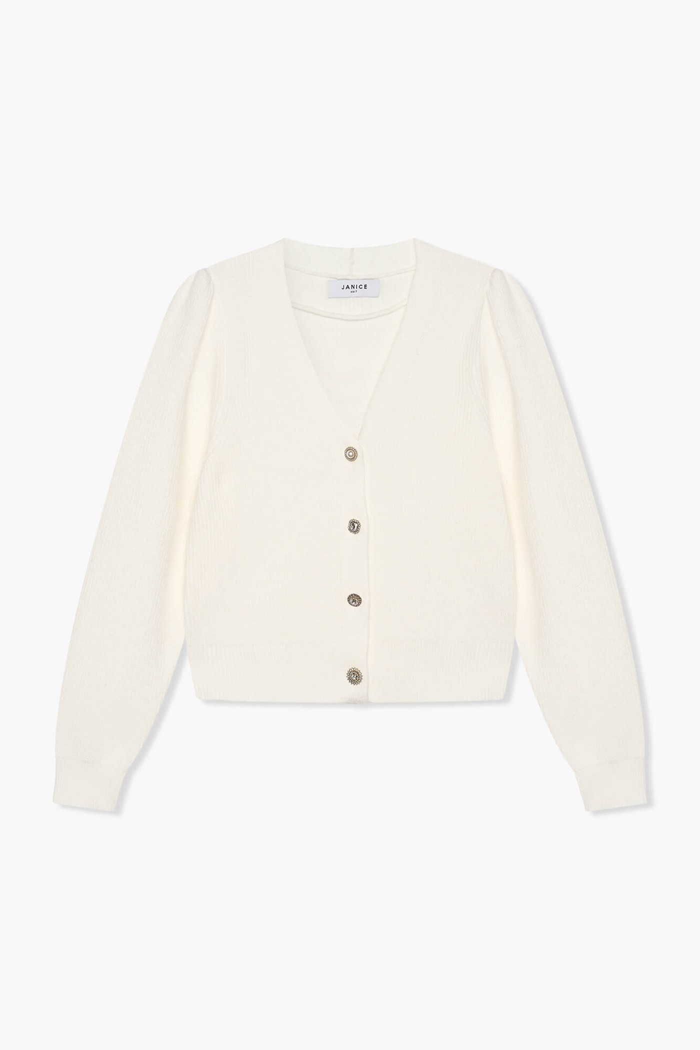 Vest Dames Gebreid Knoopjes Vic Off White