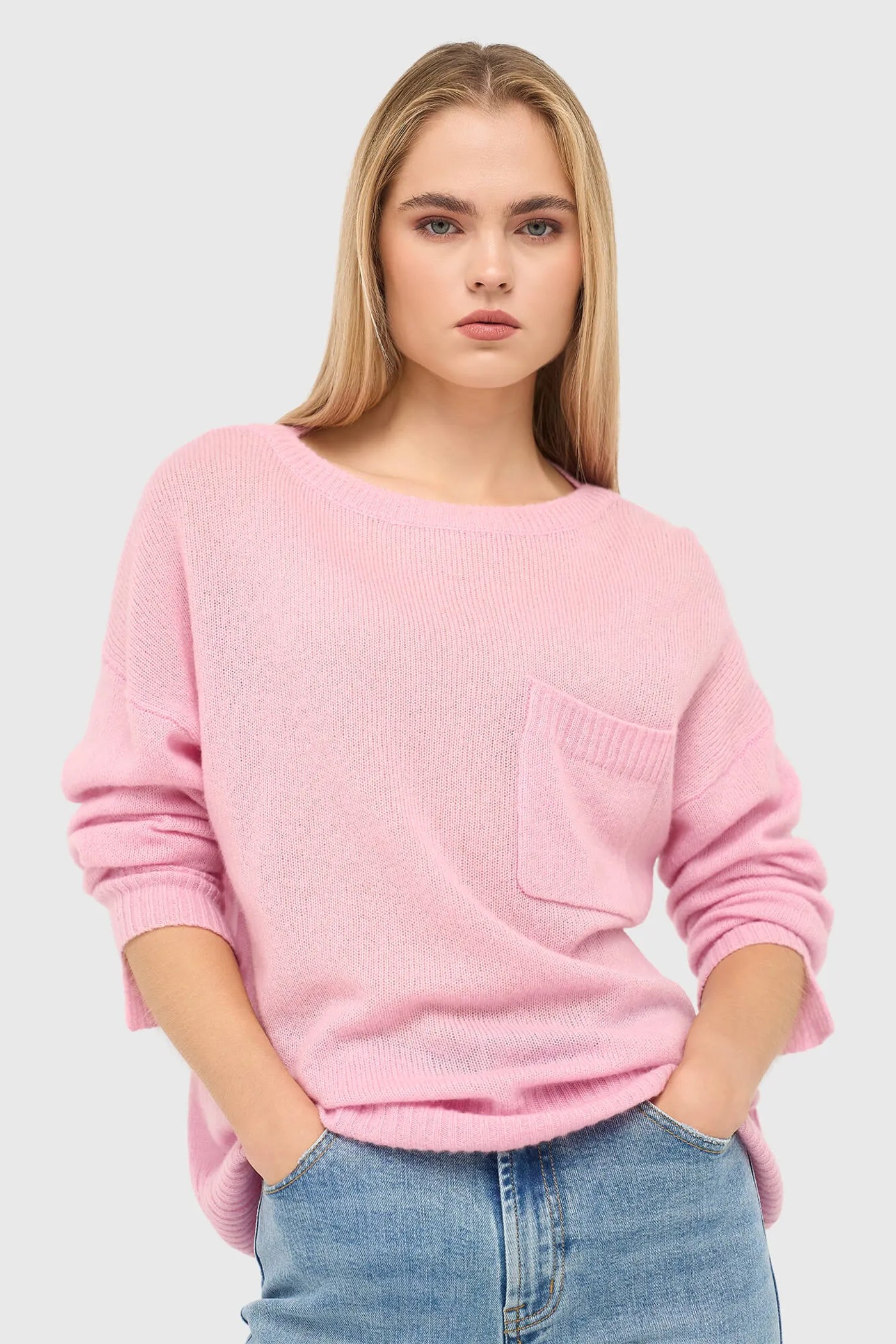 Cashmere Dames Trui Wijde Hals Dayton Roze