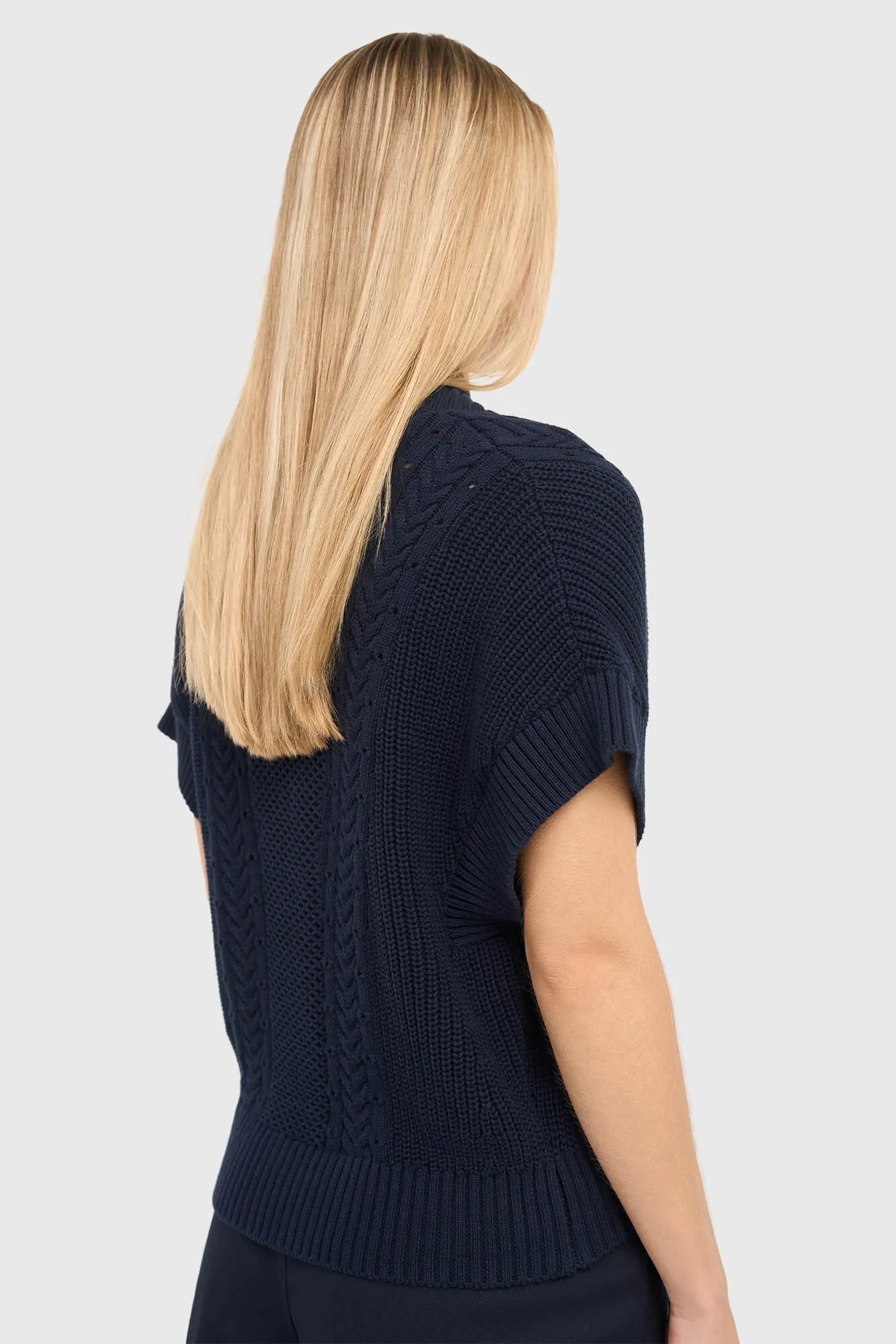 Katoenen Spencer Vest Kabel Dames Viggo Blauw