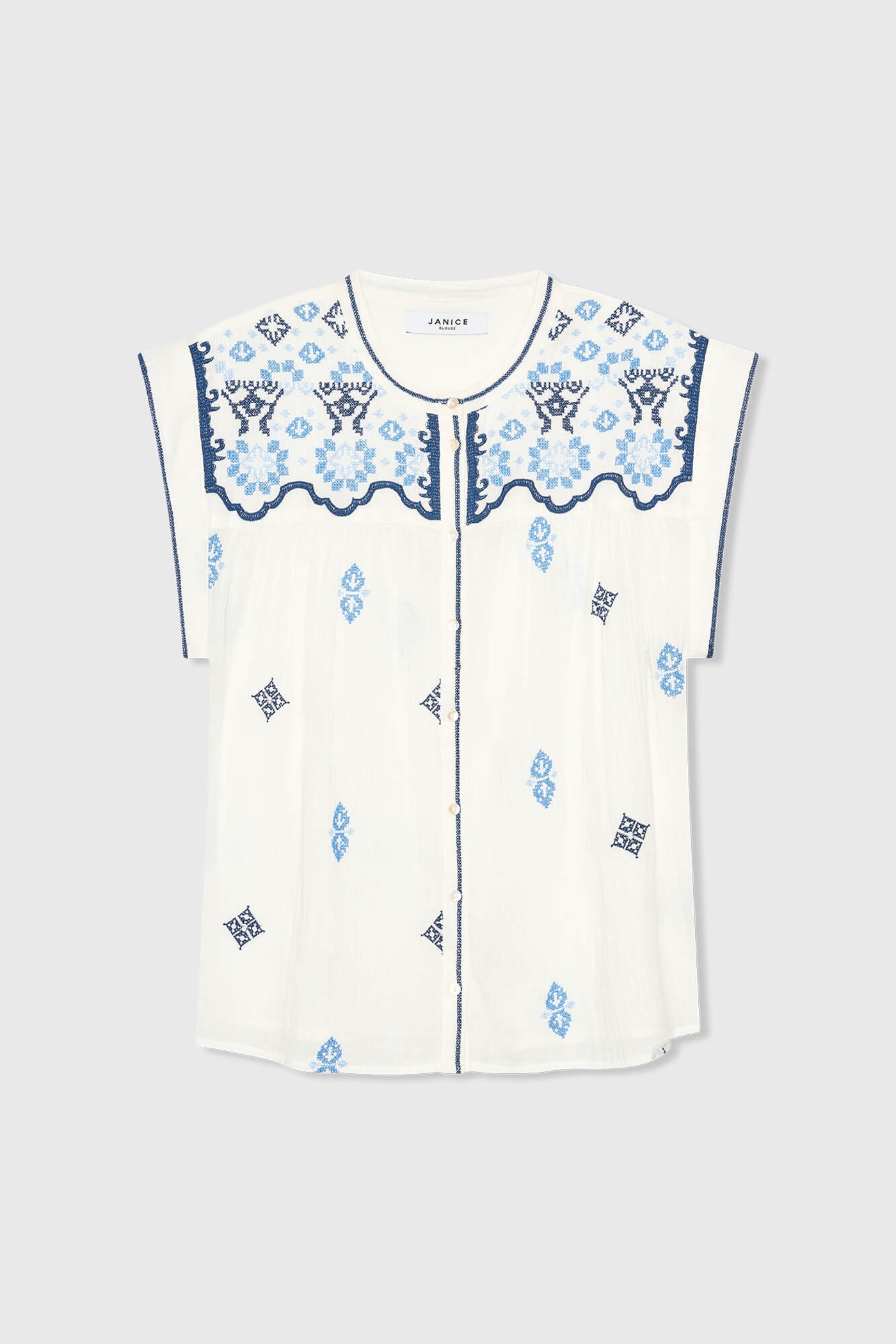 Jace Blouse Wit Blauw