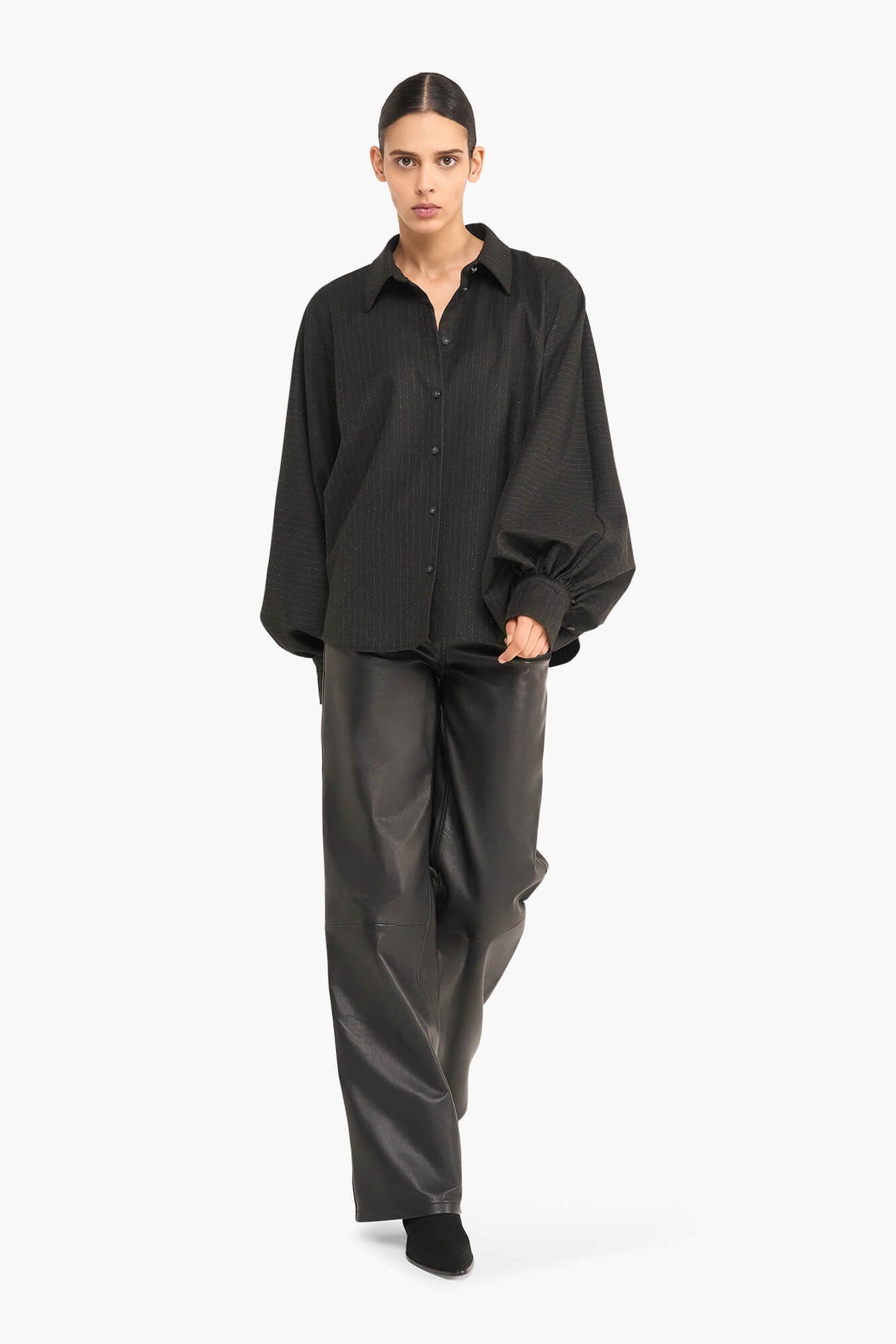 BLOUSE DAMES OVERSIZED STONE ZWART STEENTJES