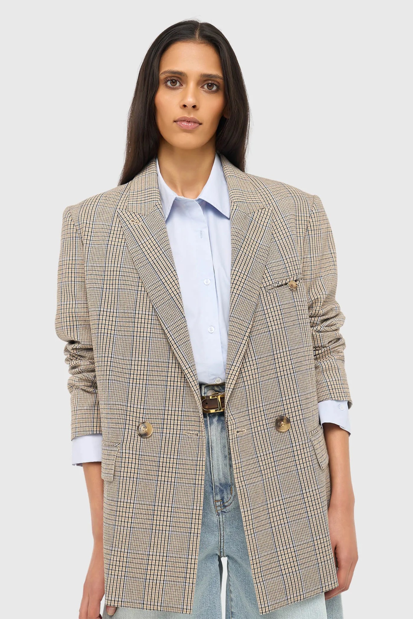 Blazer Dames Ruit Jones Beige