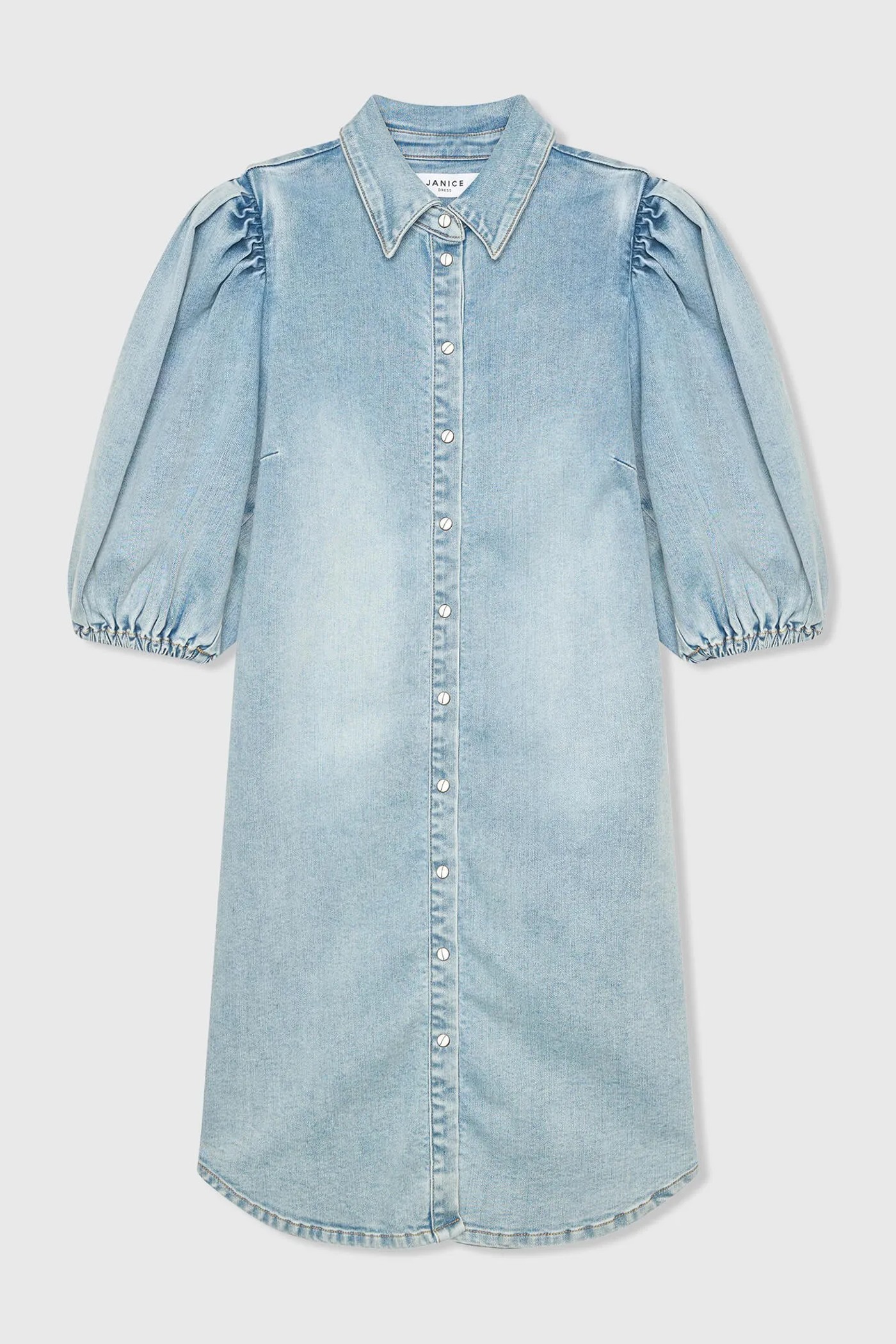 Jeans Jurk Pof Mouwen Steff Blauw 565