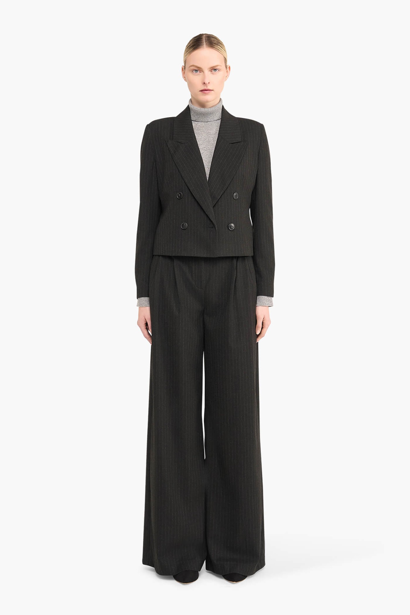 BLAZER DAMES KORT STAN ZWART STREEP