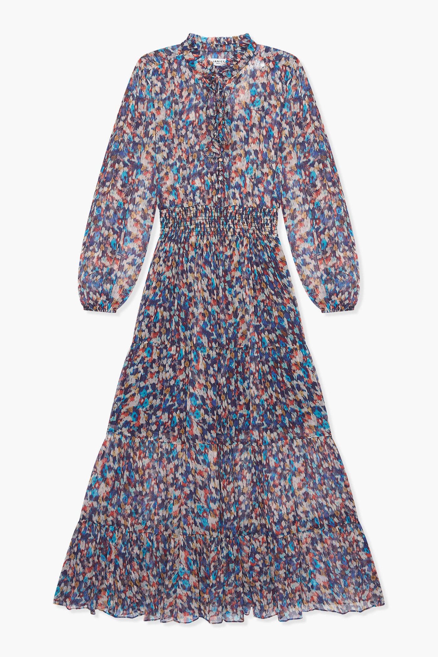 Jurk Lang Print Elastiek Walter Blauw