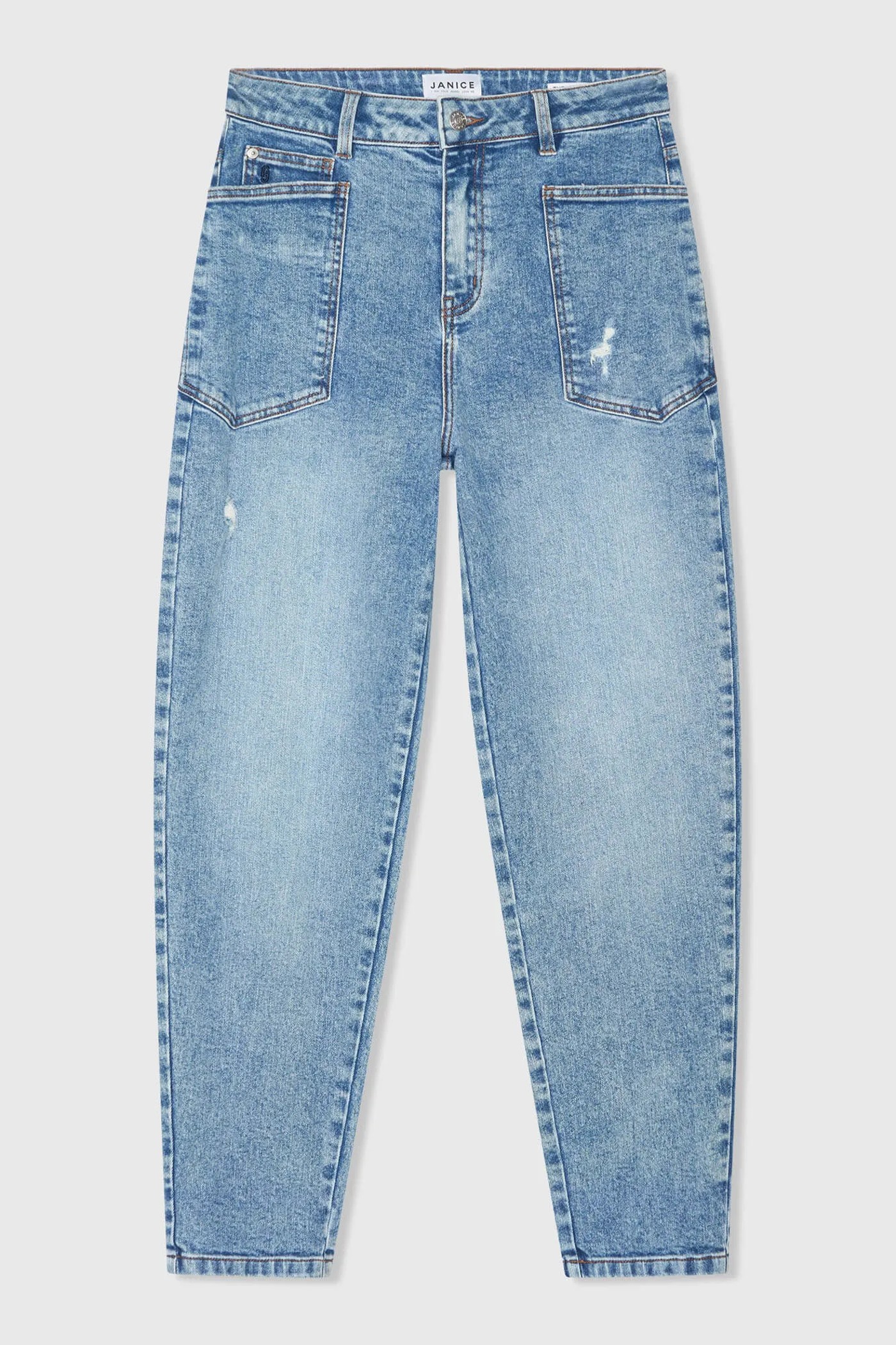 Worker Jeans Dames Barrel Fit Stretch Mid Rise Morrison Blauw 379