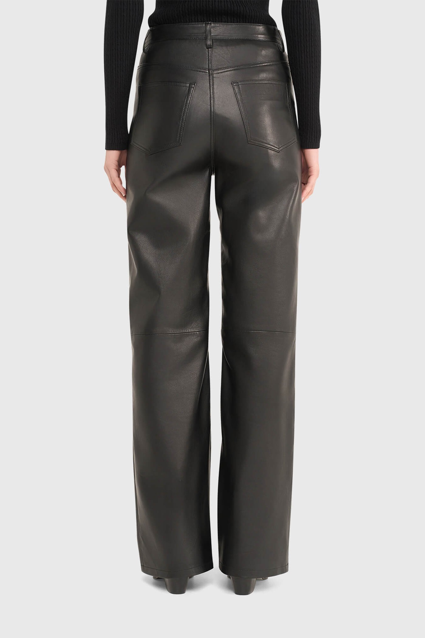 Leren Broek Dames Rechte Pijp Jason Zwart