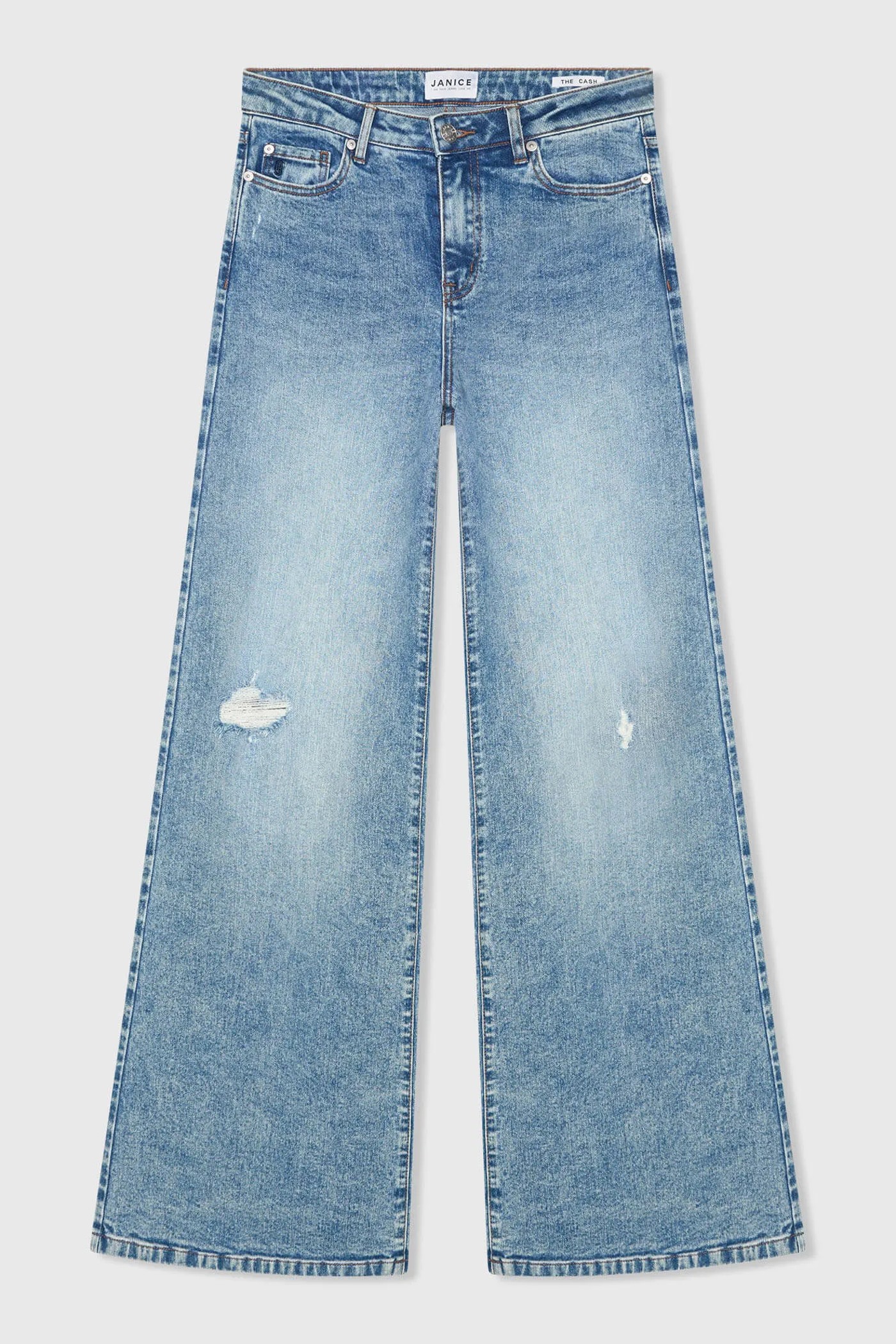 Jeans Dames Wijde Pijp Mid Rise Stretch Cash Blauw 379