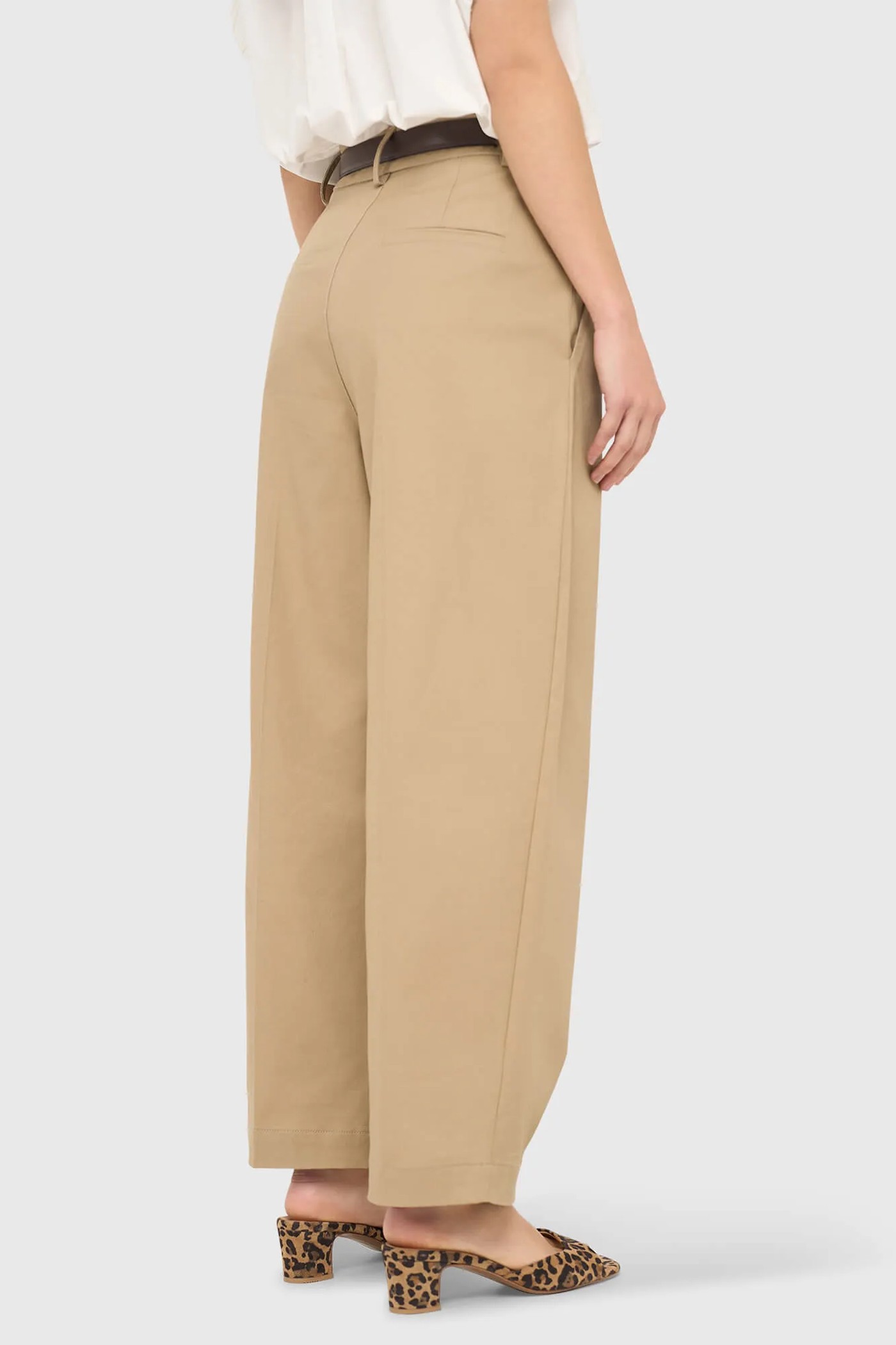 Beige Katoenen Paperbag Broek Steekzakken Barrel Balti