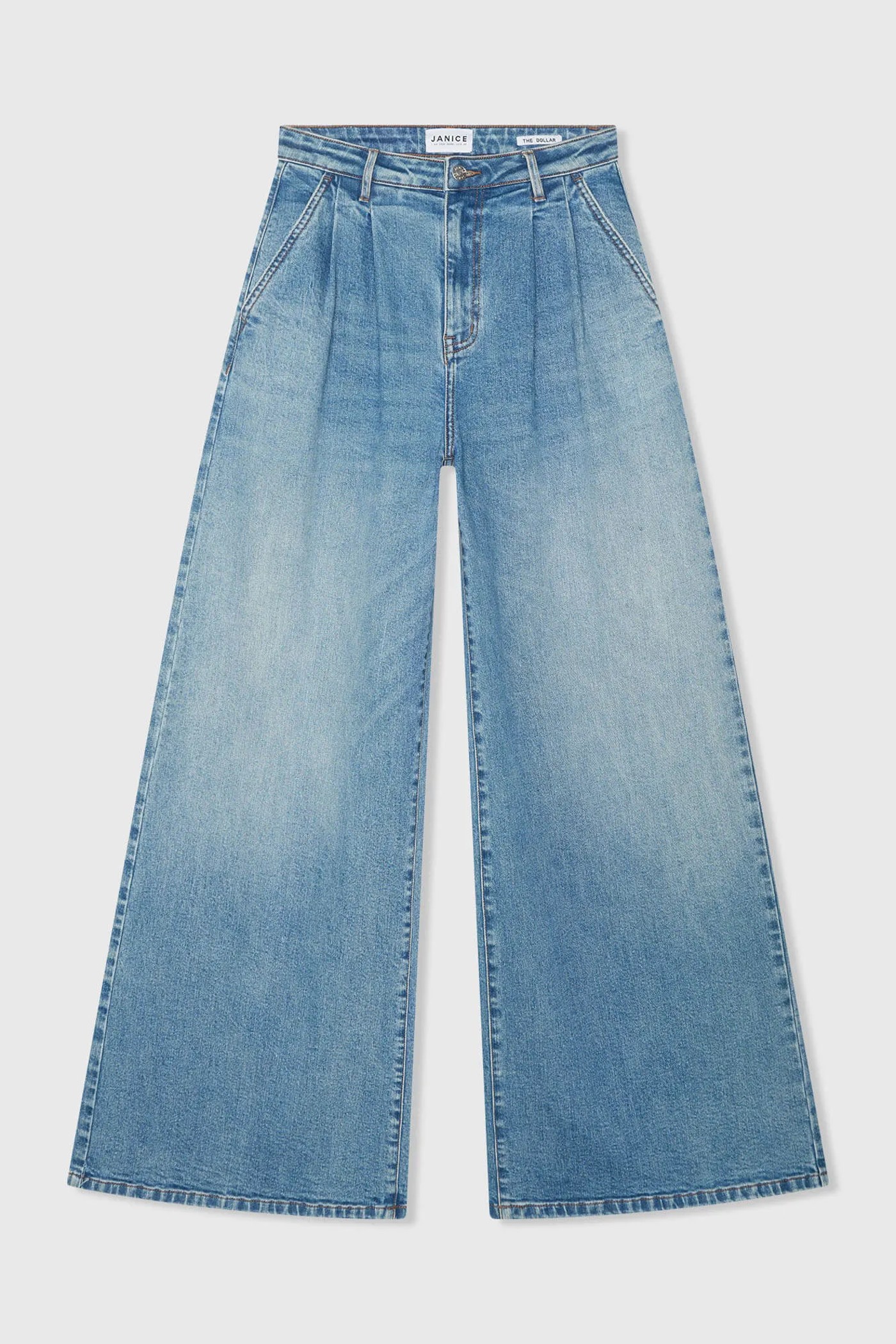 Wide Leg Jeans Stretch High Rise Stretch Dollar Blauw 379