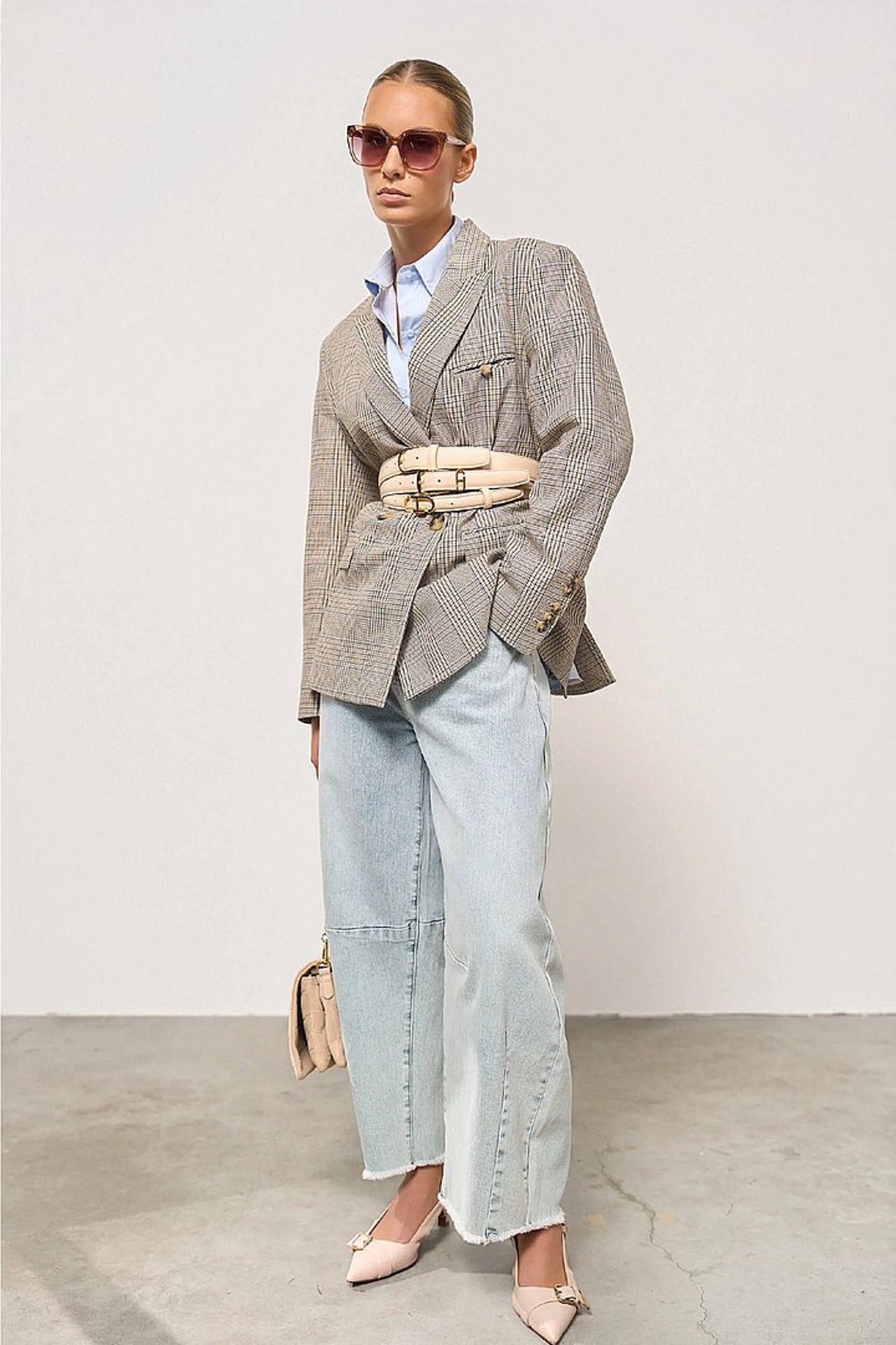 Blazer Dames Ruit Jones Beige