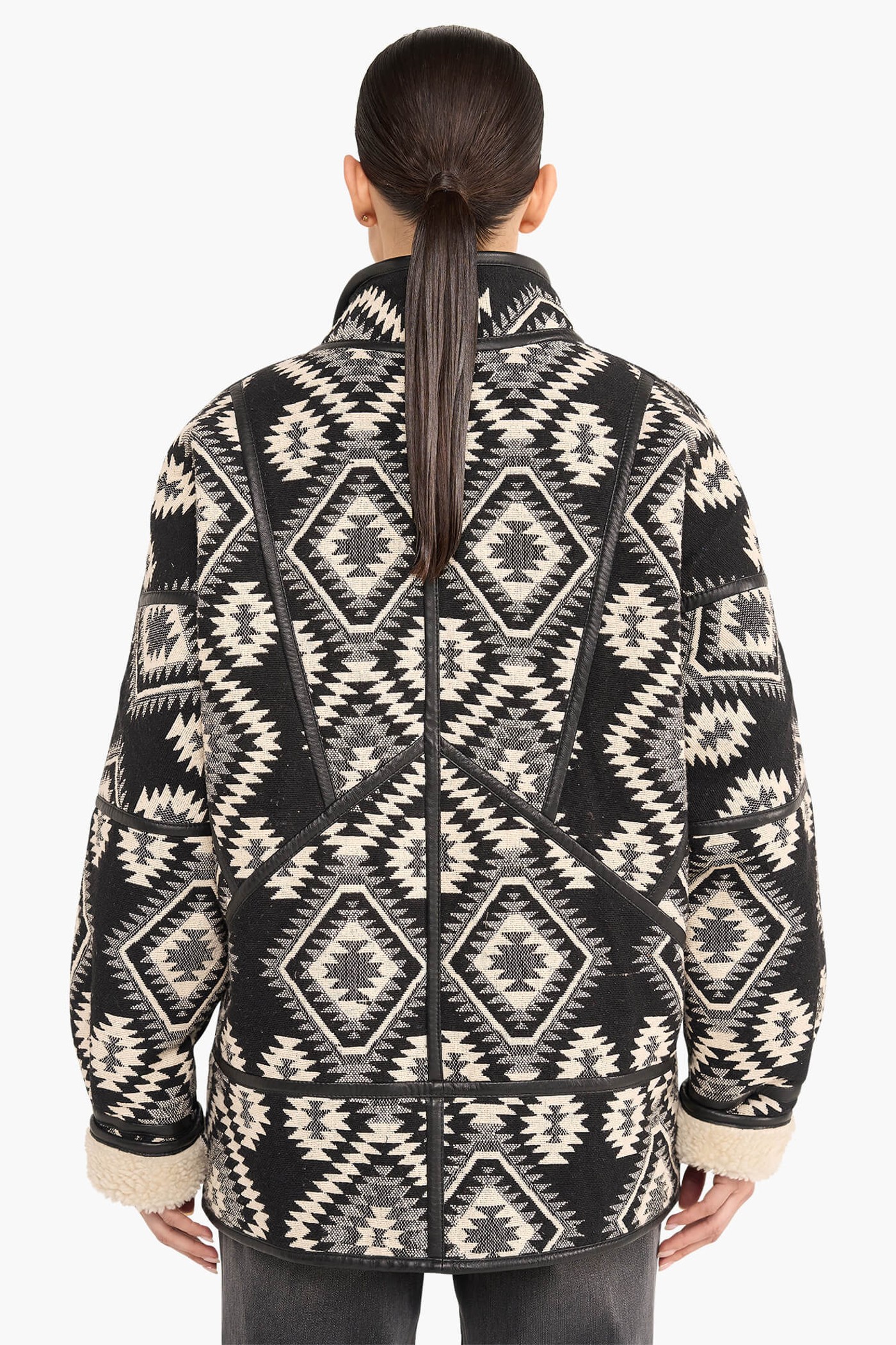 Jas Dames Zwart Creme Seth Aztec Jacquard