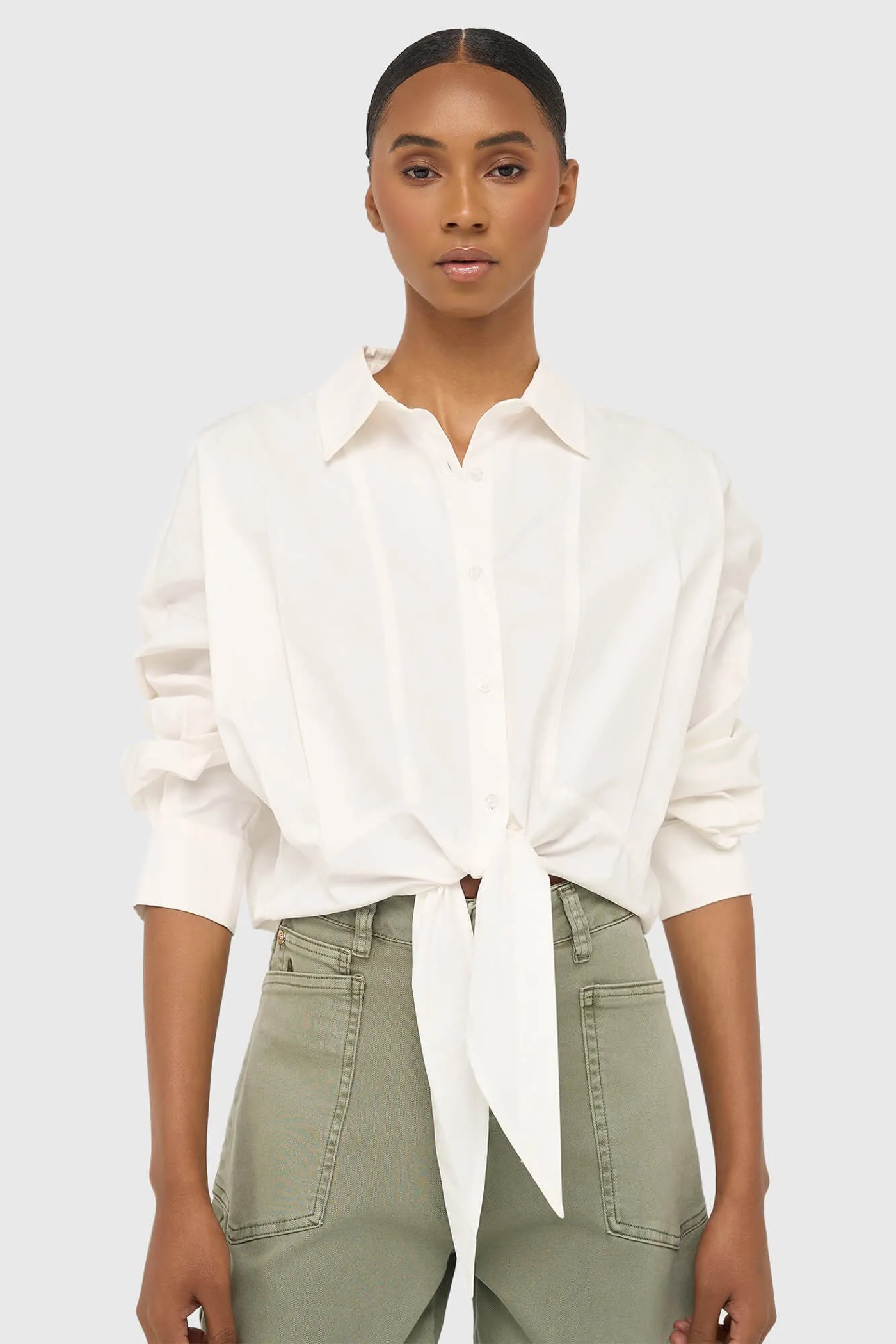 Witte Katoenen Strik Blouse Dames David