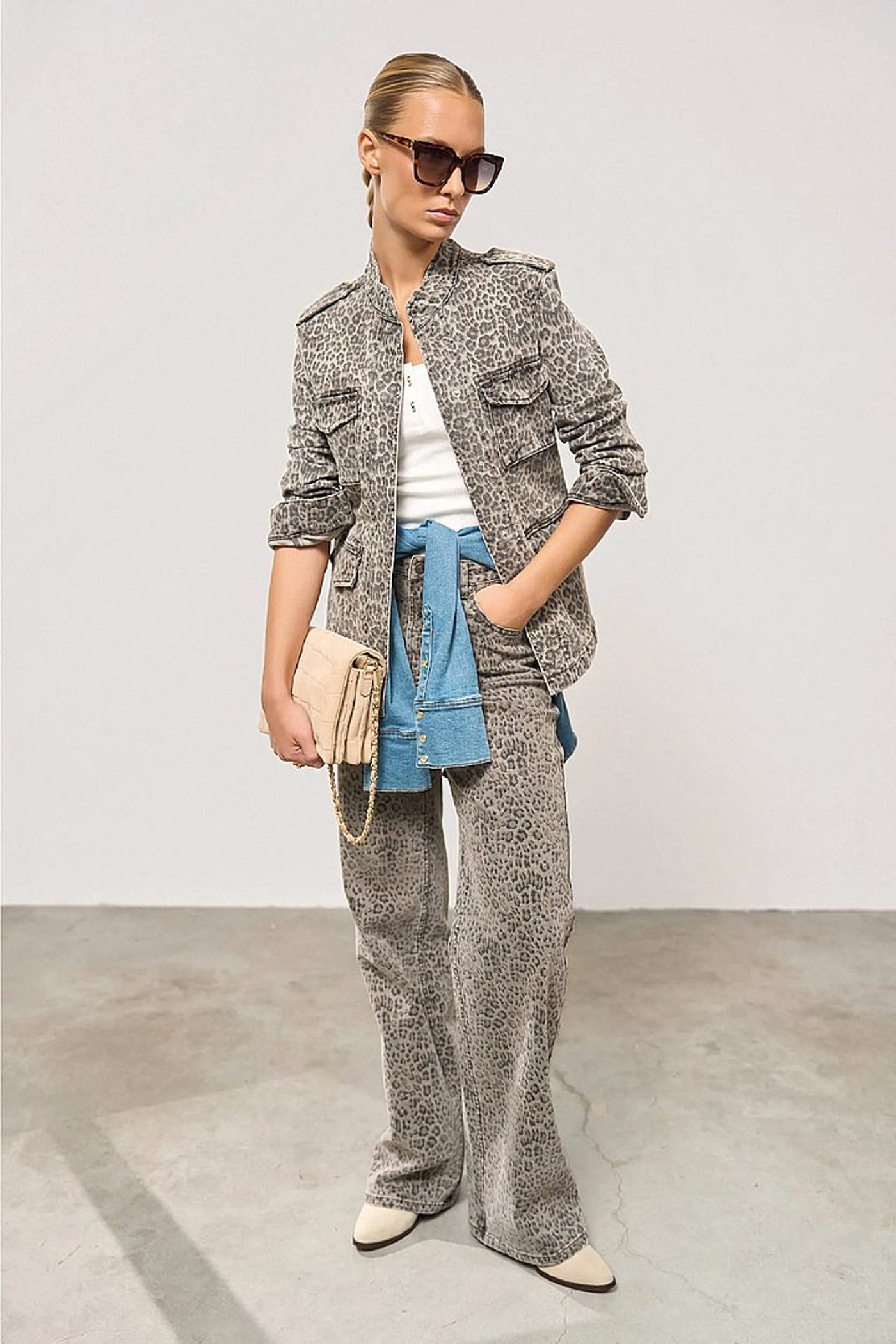Panterprint Denim Spijkerjas Dames Dwayne