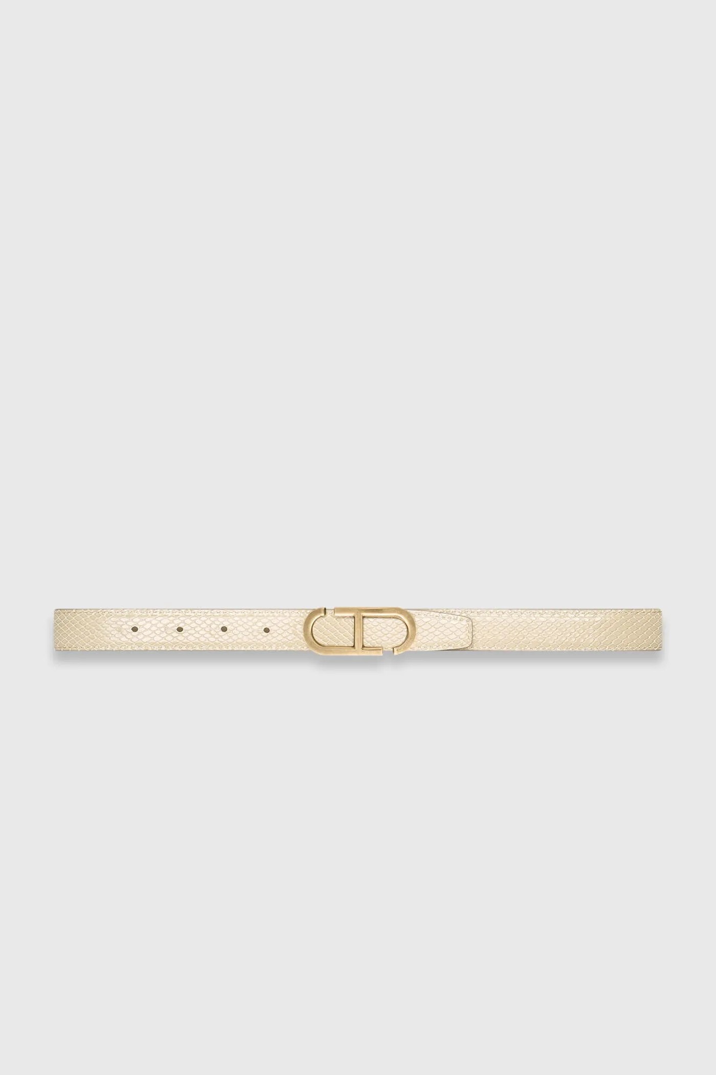 Leren Dames Riem Reversible Off White Creme Brass Trophy Buckle