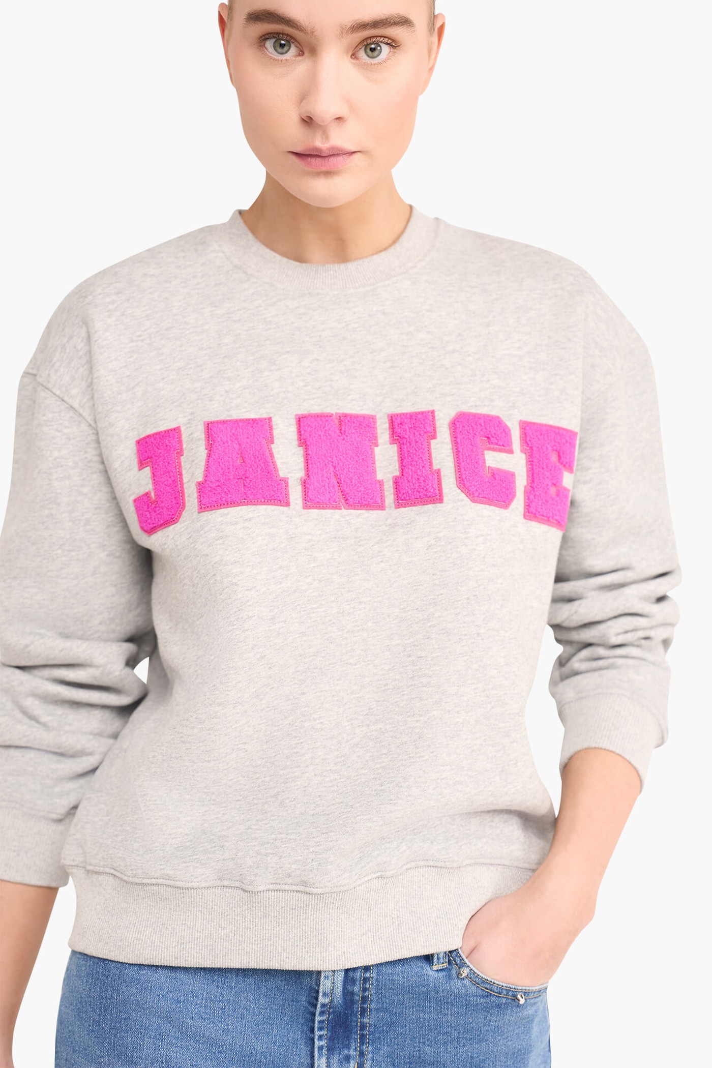 Sweater Dames Katoen Logo Roze Andy Grijs