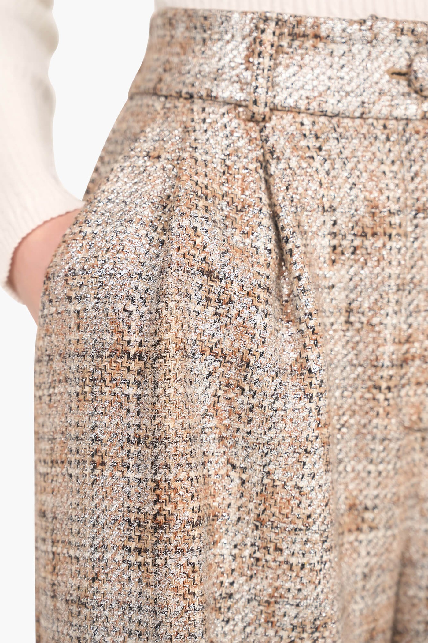 Broek Dames Wijde Pijp Dollar Bruin Zilver Metallic