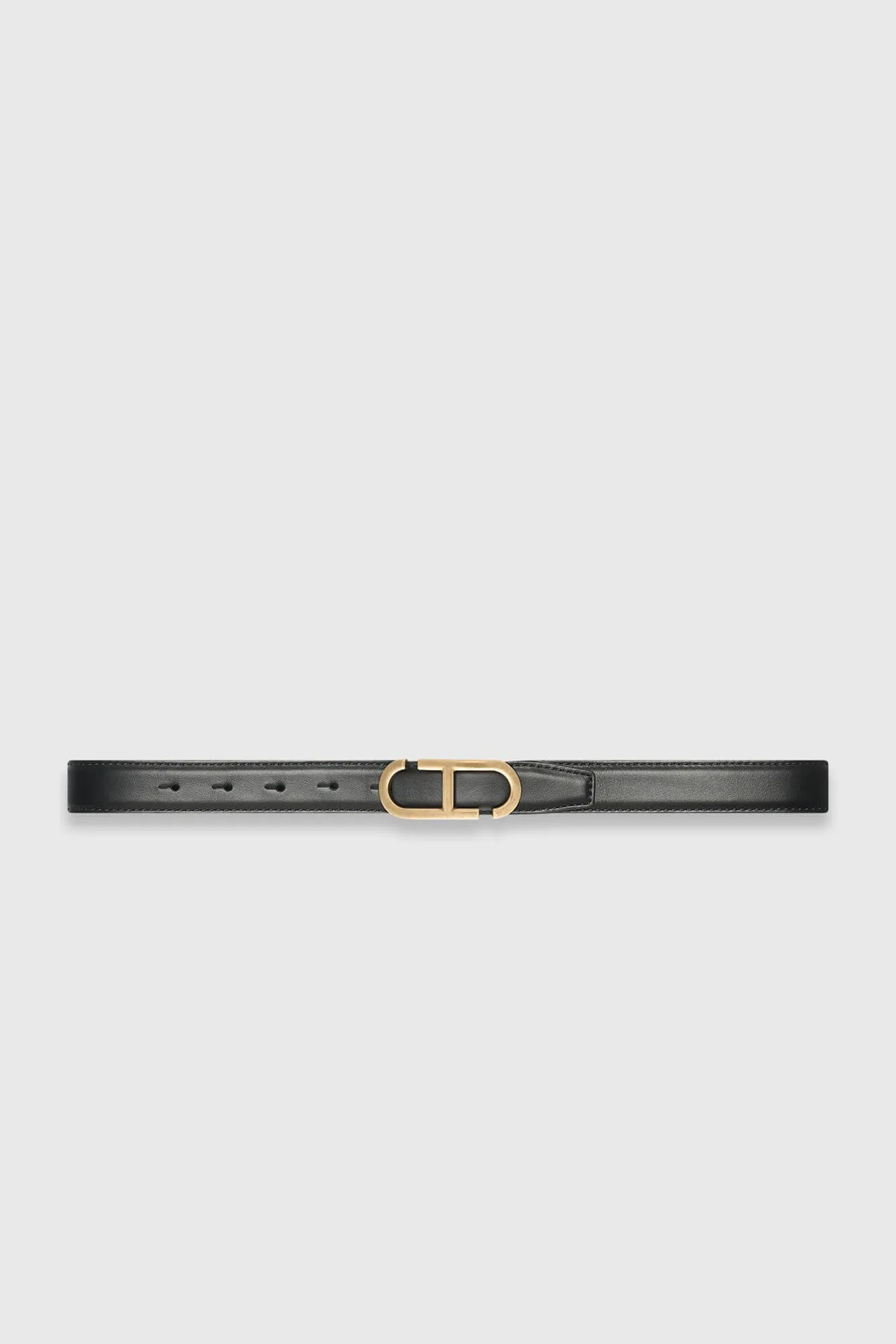 Leren Dames Riem Reversible Zwart Croco Brass Trophy Buckle