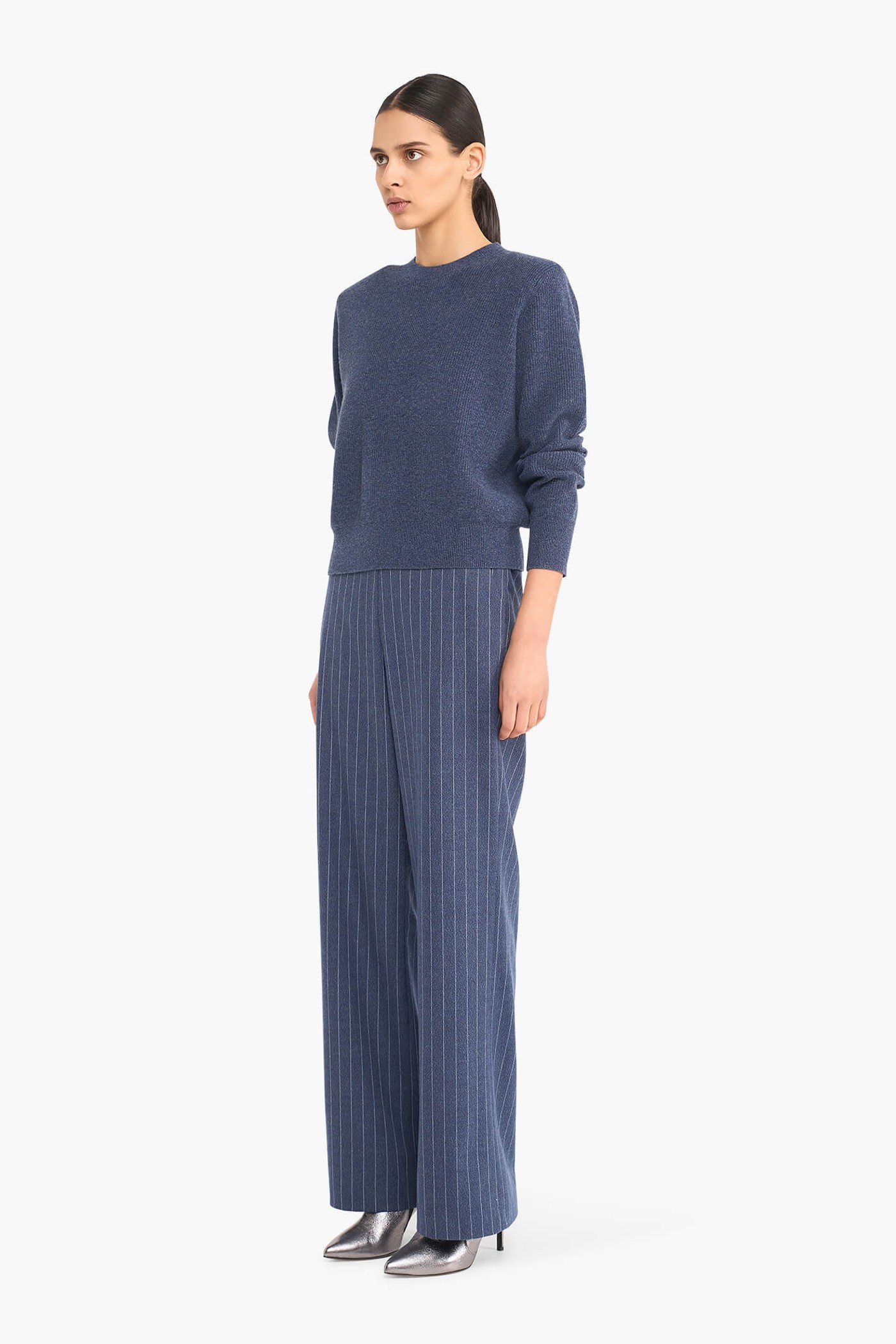 Broek Dames Rechte Pijp Streep Pete Blauw