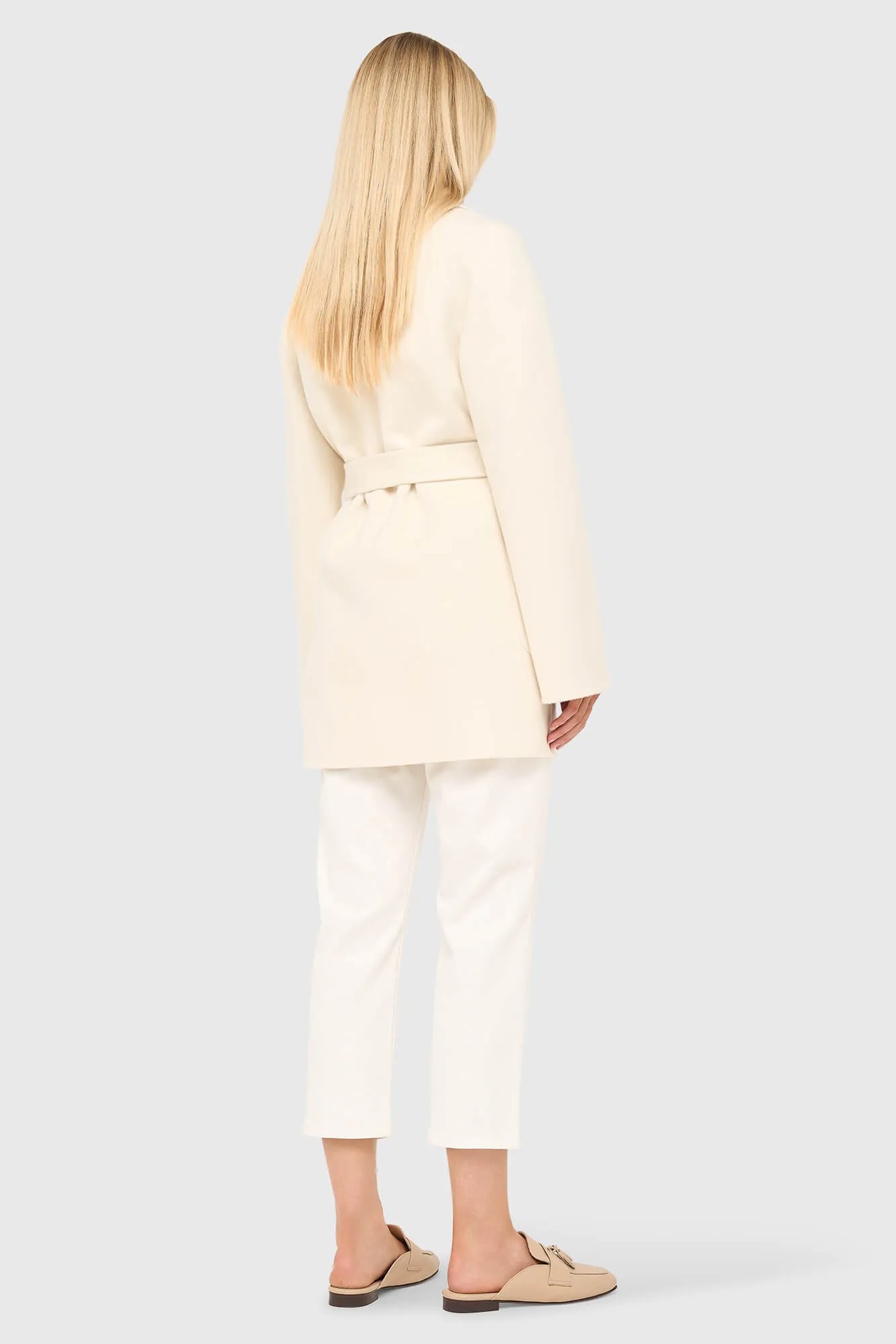 Cashmere Dames Jas Double Face Calvin Off White