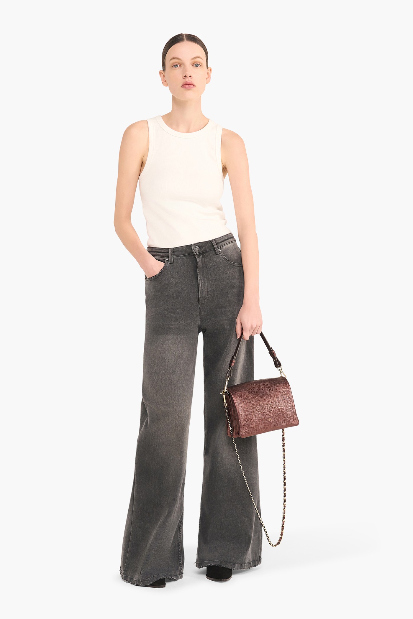 HIGH RISE WIJDE LEG JEANS MASON GRIJS 415