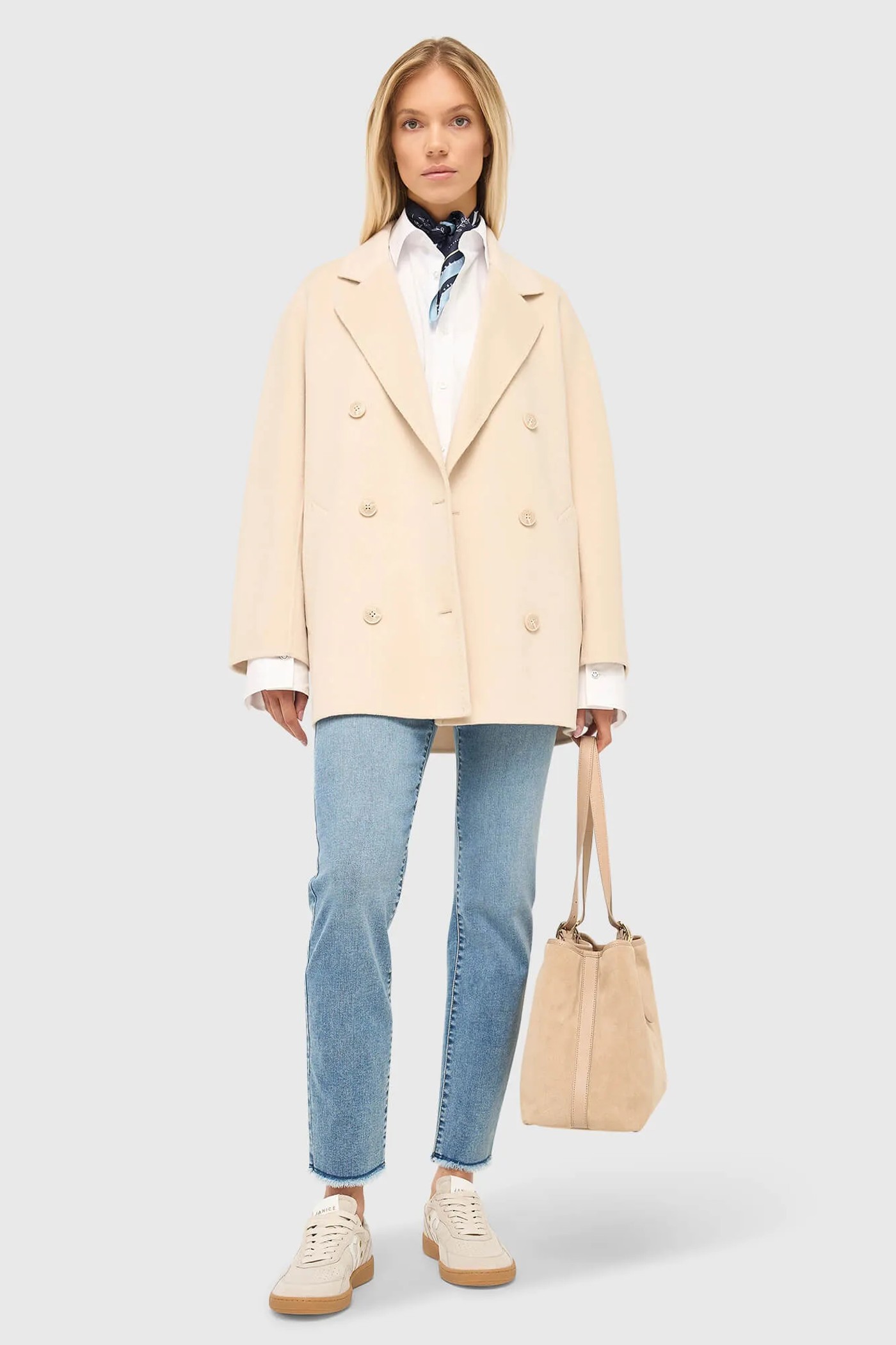 Cashmere Caban Jas Dames Double Face Kennedy Beige