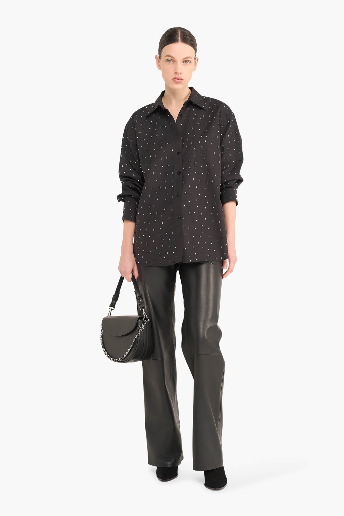 KATOENEN BLOUSE DAMES STEENTJES KYGO ZWART