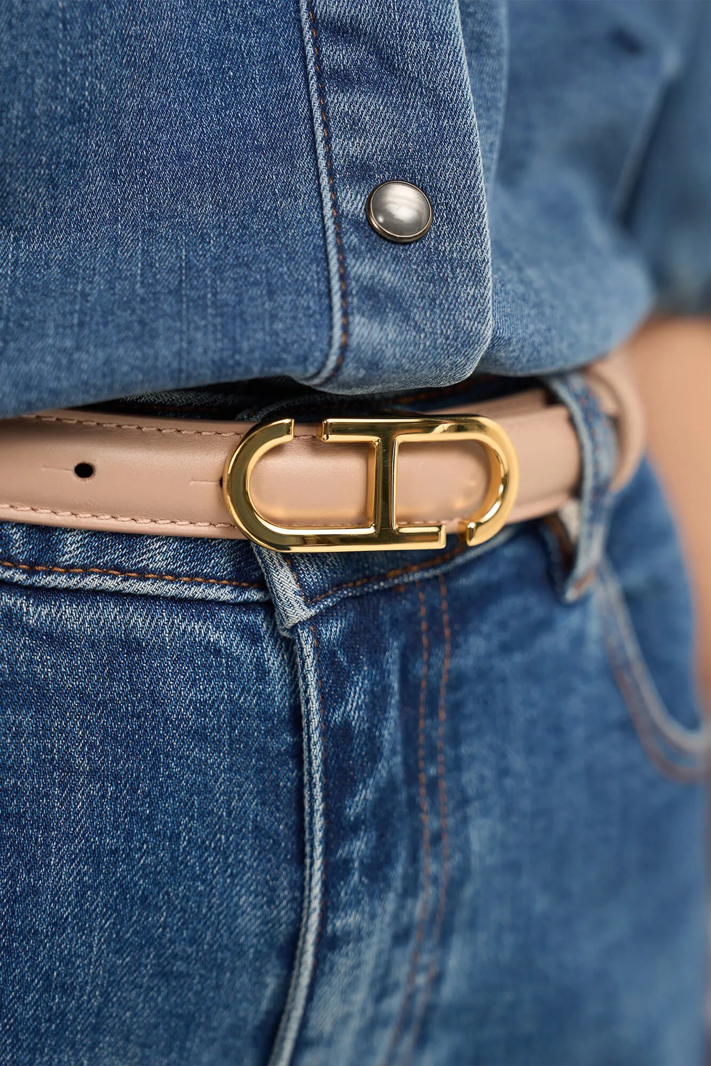 Leren Riem Dames Trophy Taupe Gouden Buckle