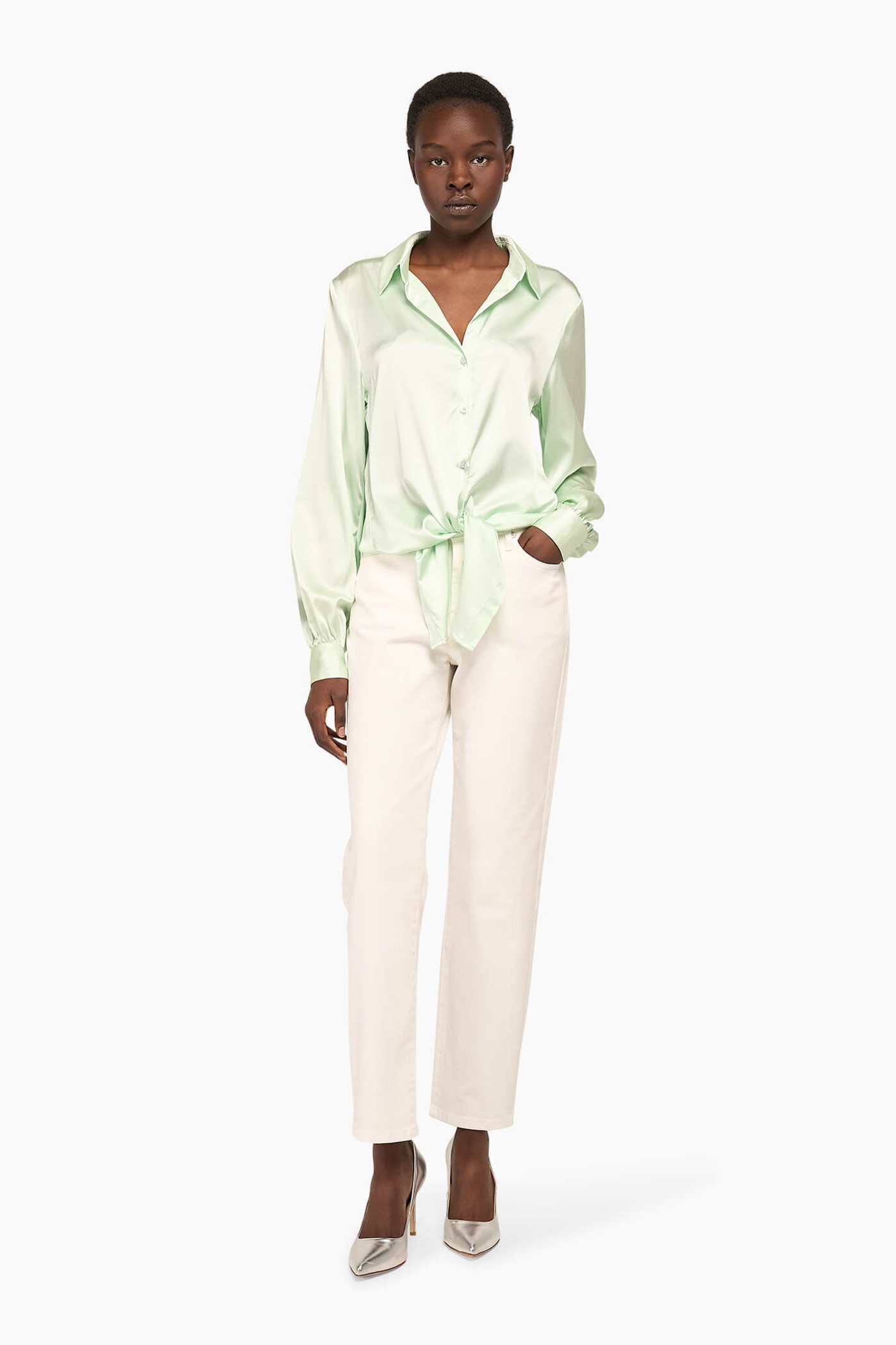 ZIJDEN BLOUSE DAMES BOBBY MINT