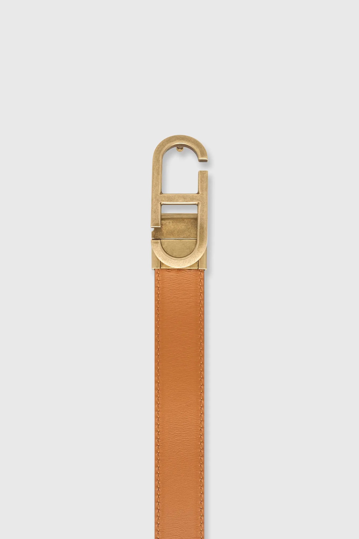 Leren Dames Riem Reversible Zwart Camel Brass Trophy Buckle