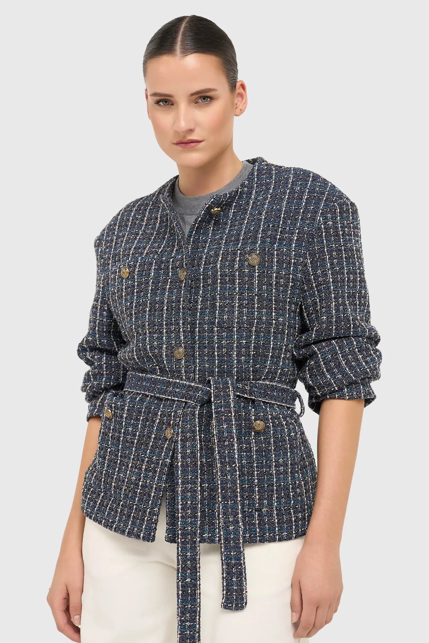 Kimono Jas Dames Tweed Blauw Harley