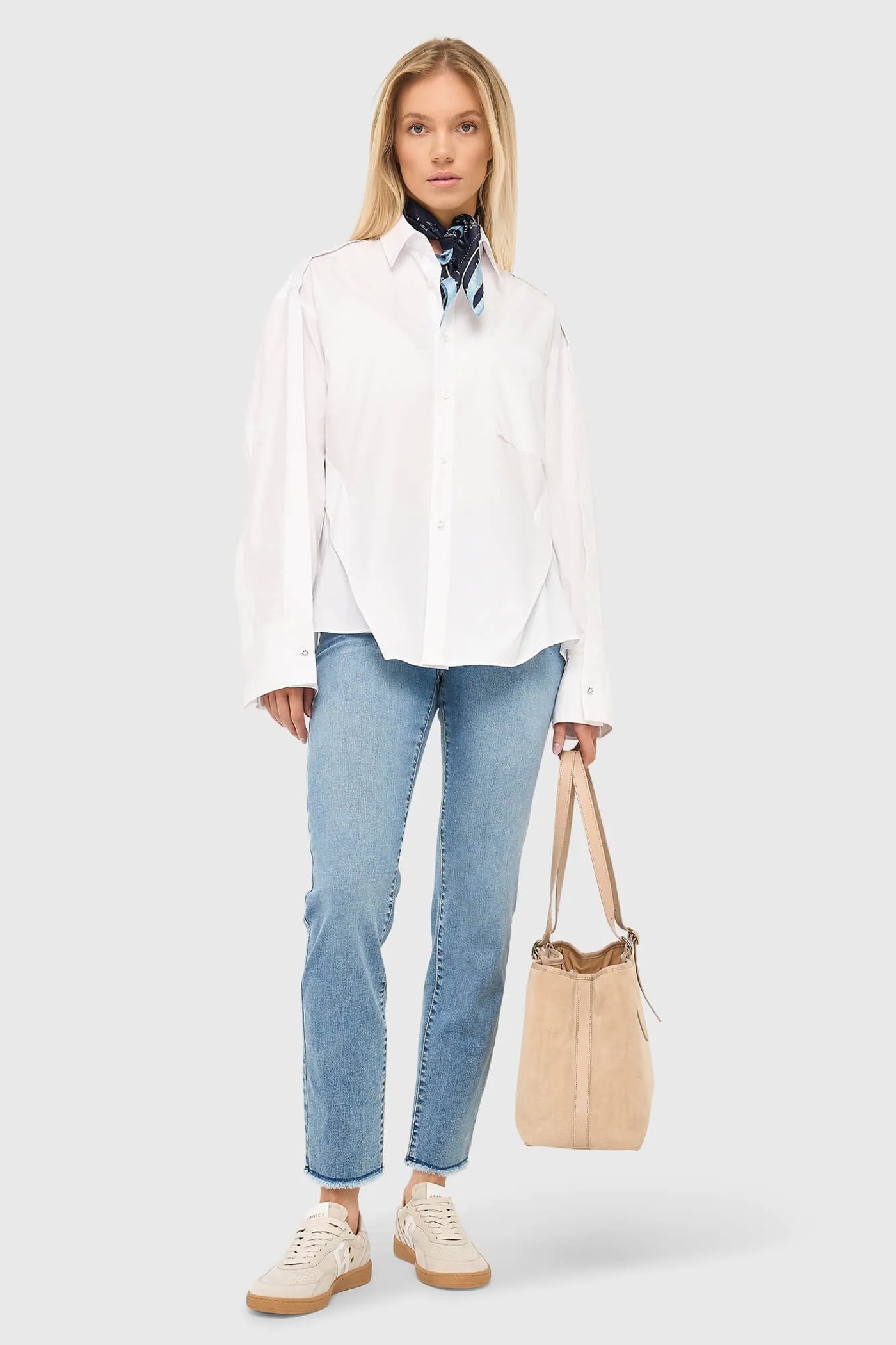 Witte Katoenen Oversized Dames Blouse Phil