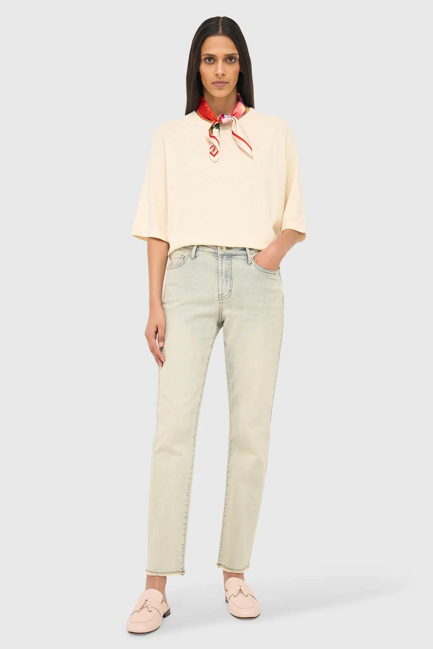 Katoen Cashmere Gebreid Truitje Moss Off White