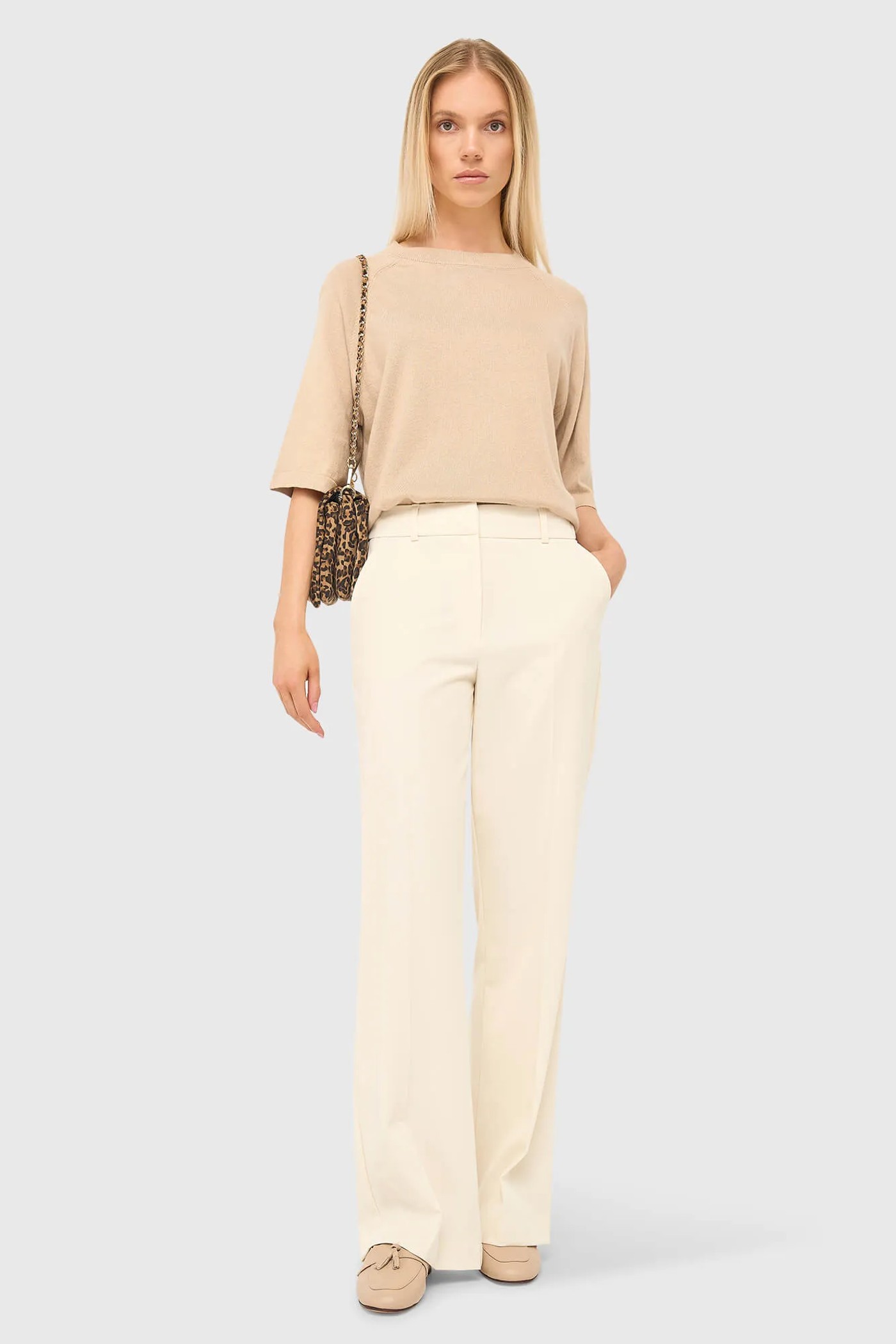 Katoen Cashmere Gebreid Truitje Moss Beige