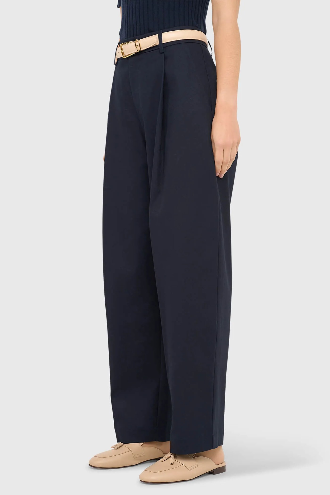 Blauwe Katoenen Paperbag Broek Steekzakken Barrel Balti