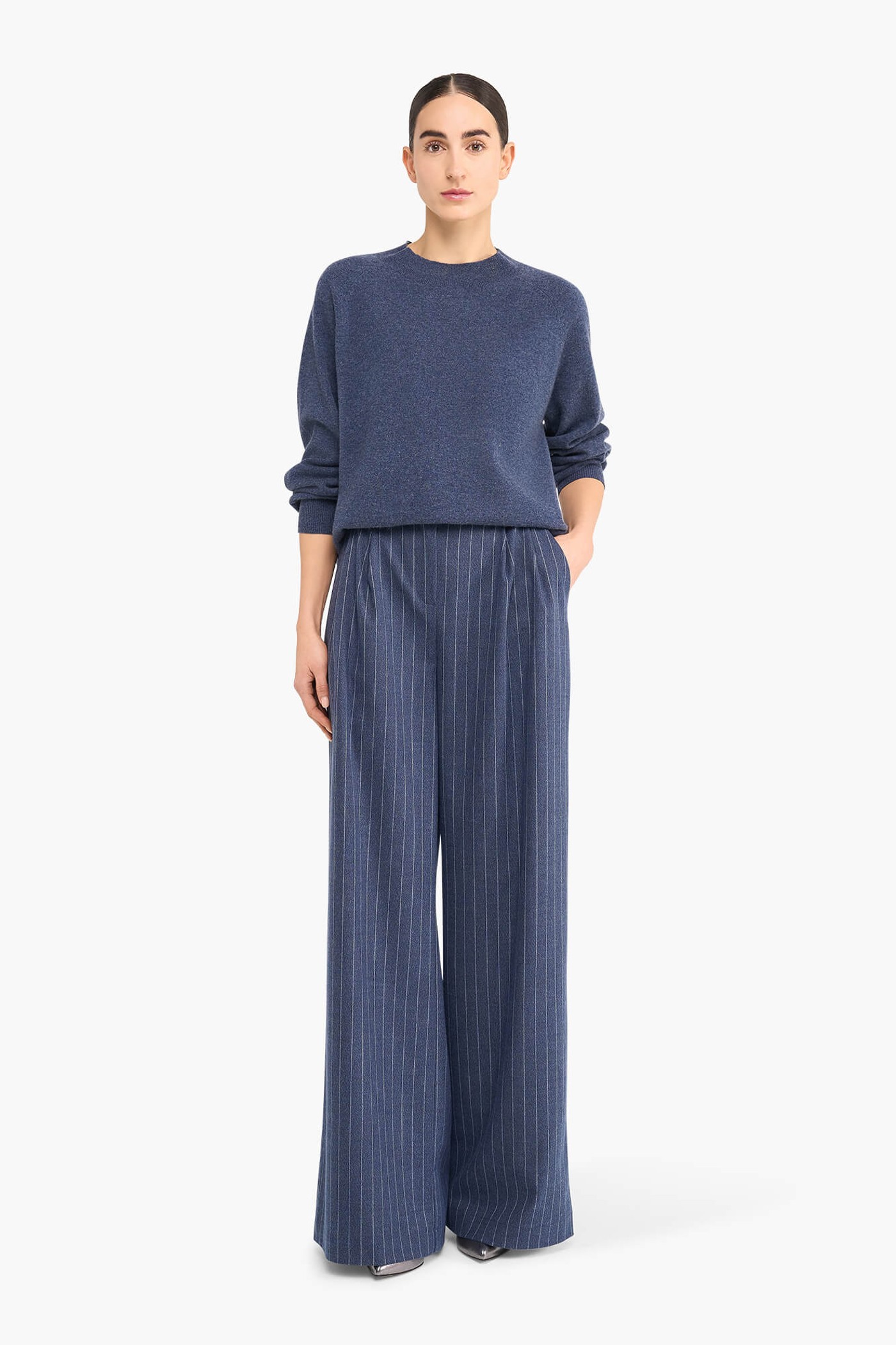 CASHMERE TRUI DAMES HARVEY BLAUW