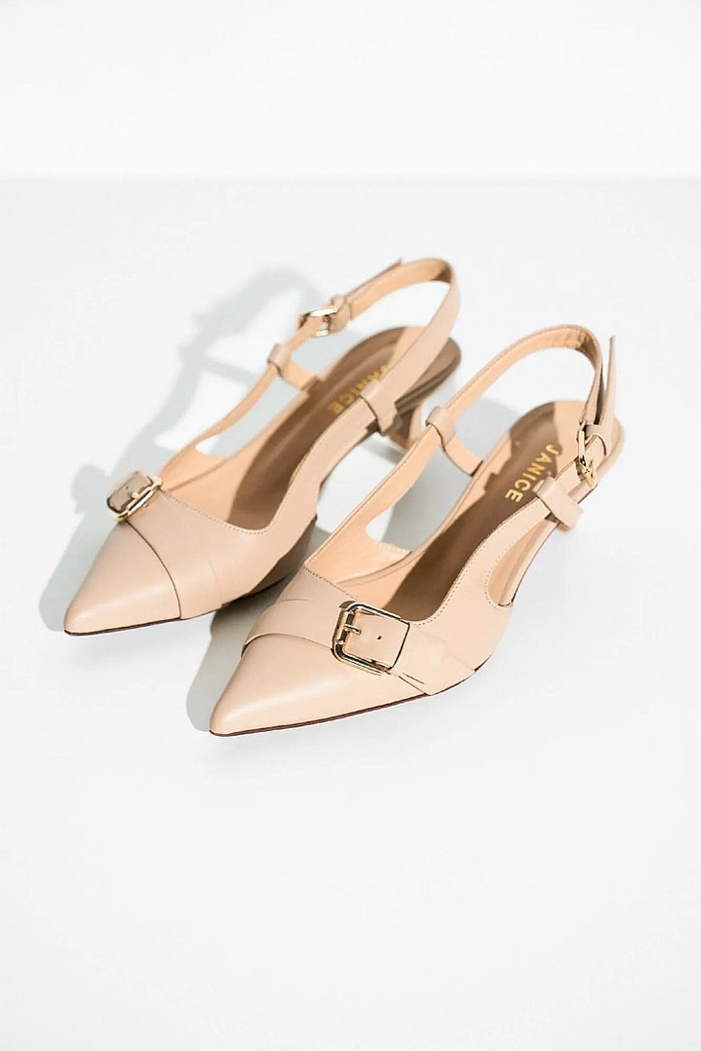 Slingbacks Dames Leer Hakje Beige Elio