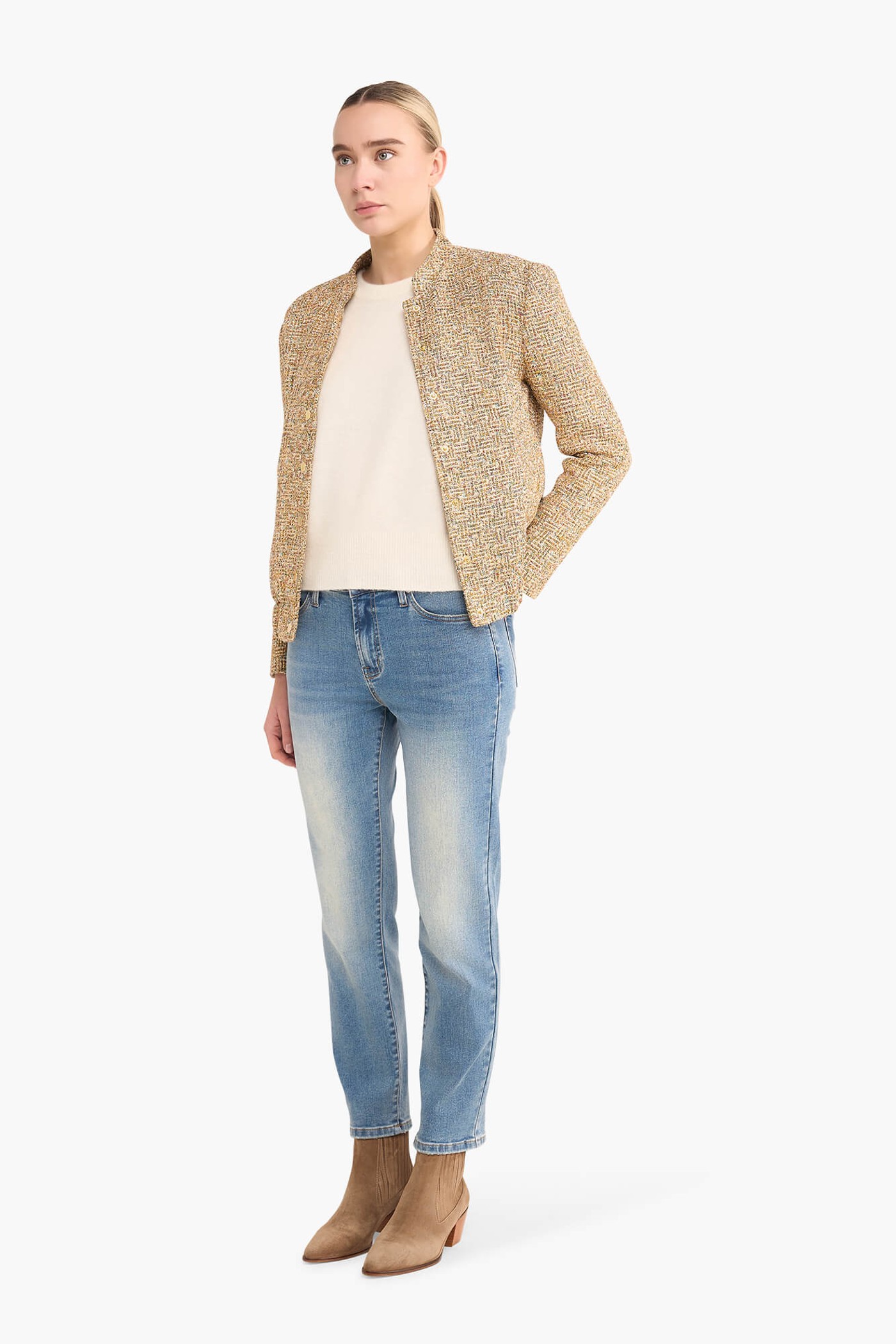 Bomber Jack Dames Tweed Maddox Goud
