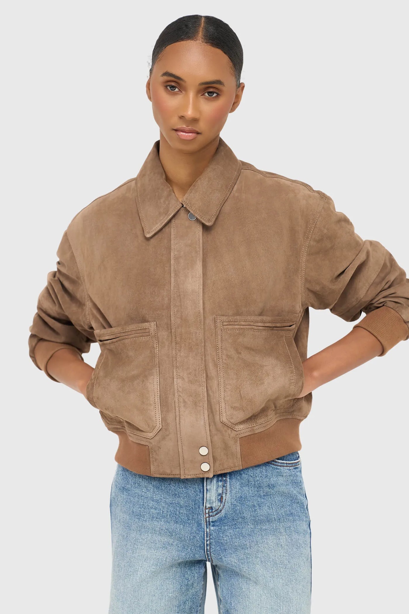 Leren Bomberjack Tony Bruin Suede