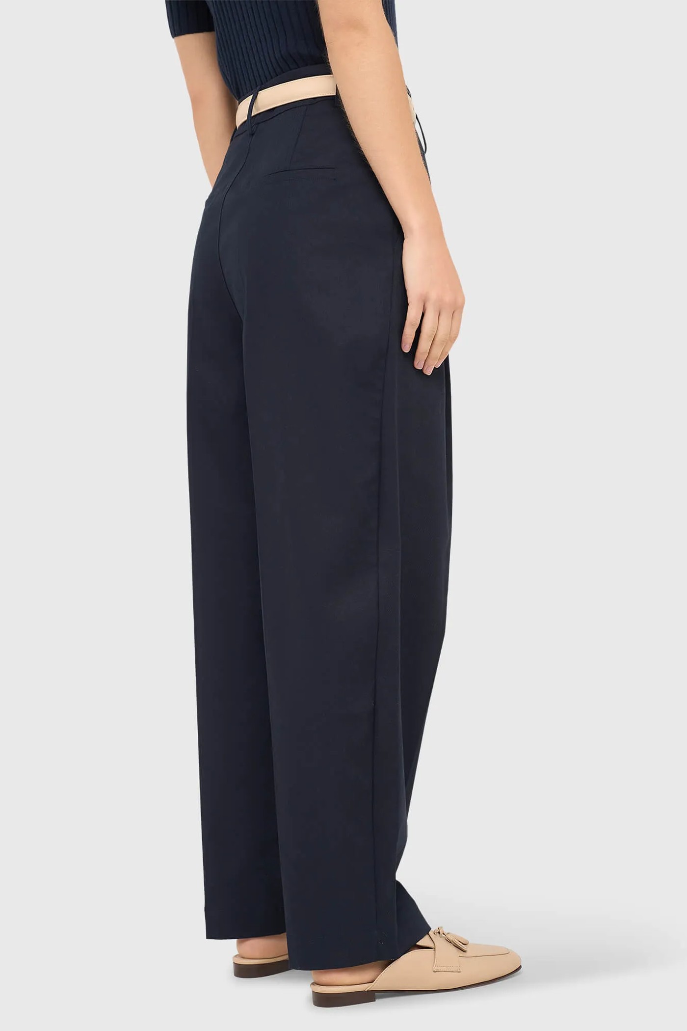 Blauwe Katoenen Paperbag Broek Steekzakken Barrel Balti