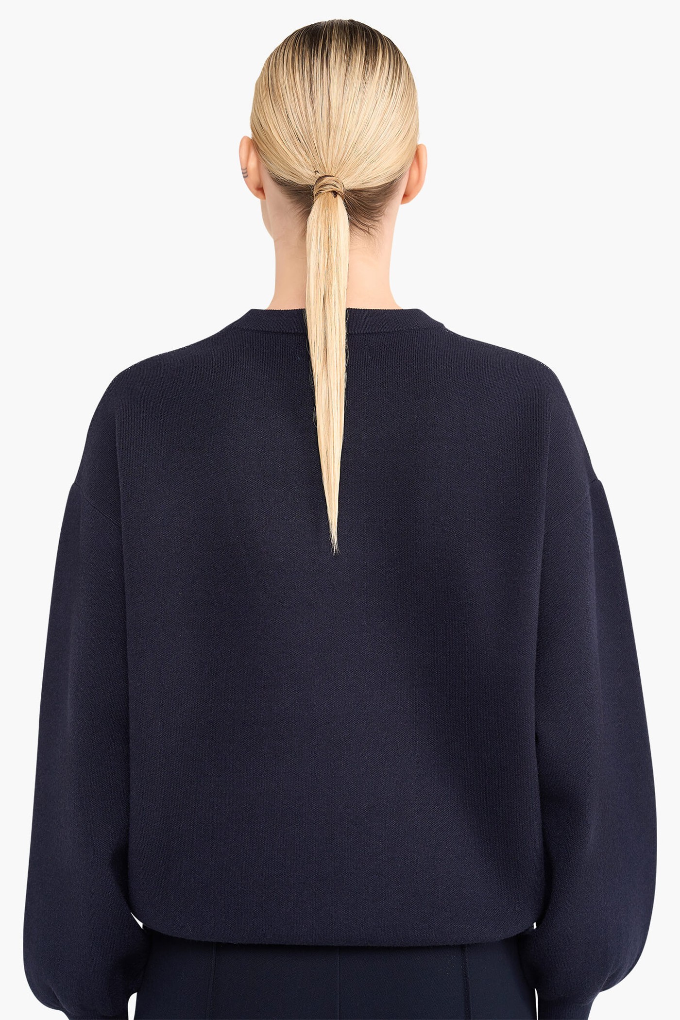 Sweater Dames Gebreid Viscose Logo Andy Blauw