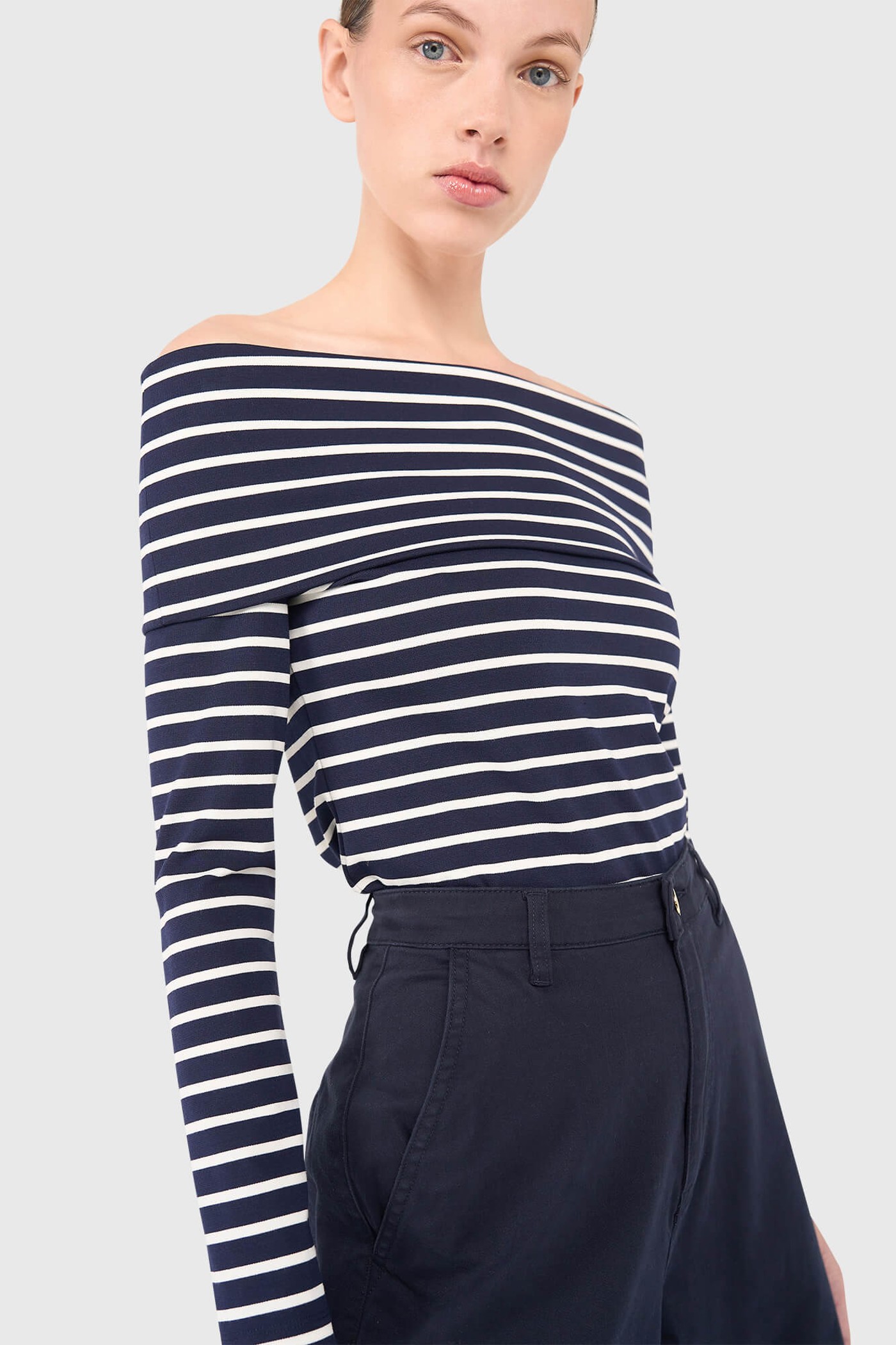 Newton Top Strepen Donker Blauw
