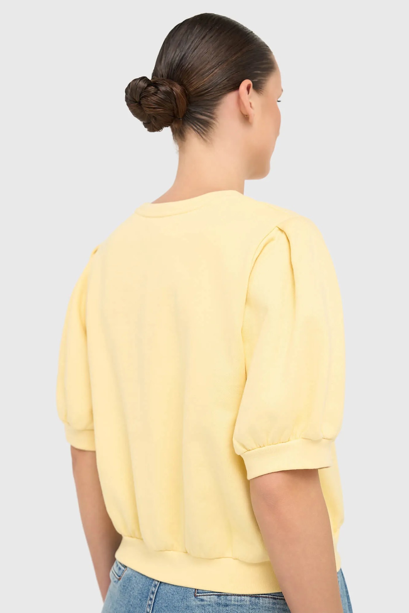 Gele Dames Sweater Pof Mouw Katoen Corey